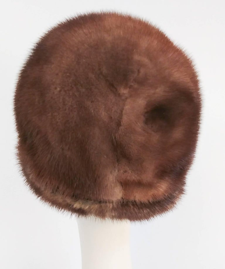 1960s Taupe Mink Cloche Hat For Sale at 1stdibs