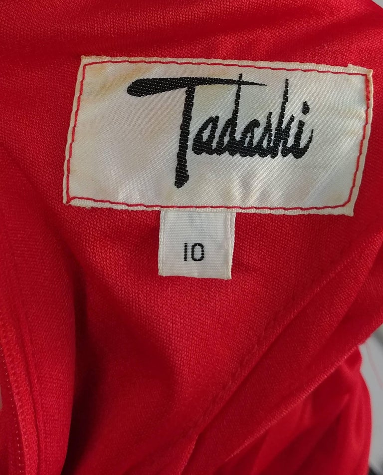 1980s Red Tadashi Jersey Jumpsuit at 1stDibs | tadashi 1980