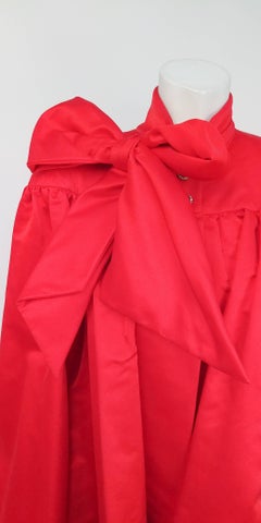 1980s Ann Lawrence Red Silk Satin Cape