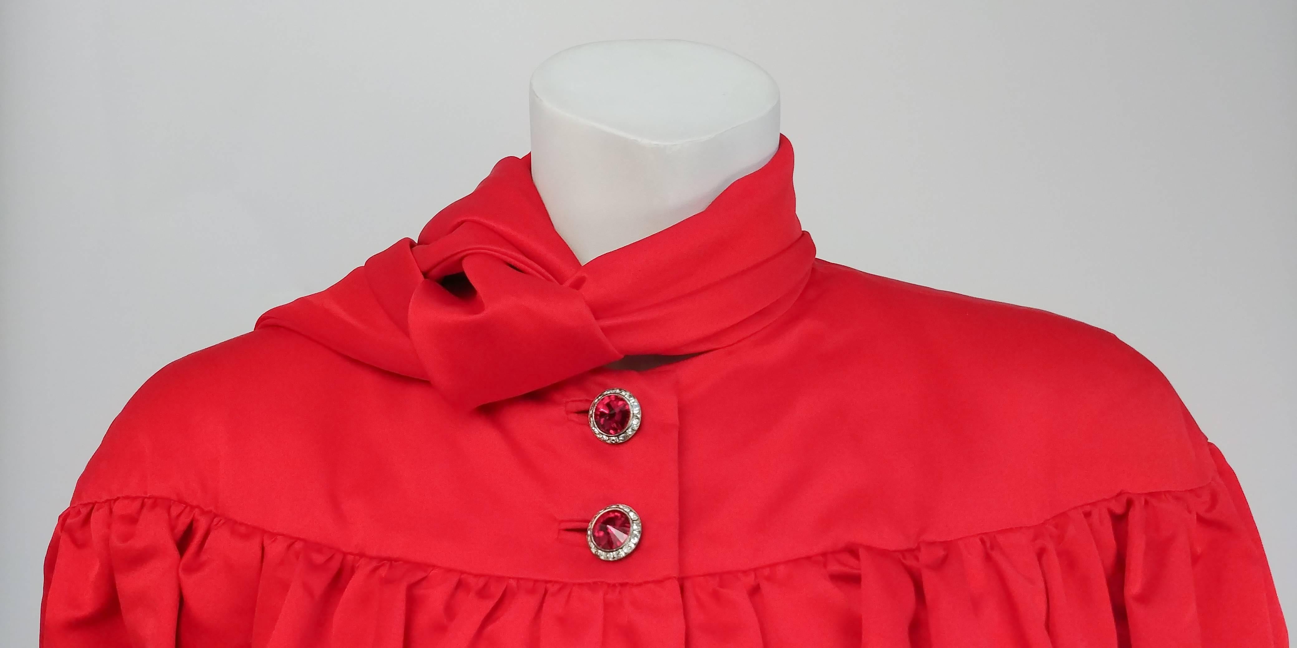 Women's 1980s Ann Lawrence Red Silk Satin Cape For Sale