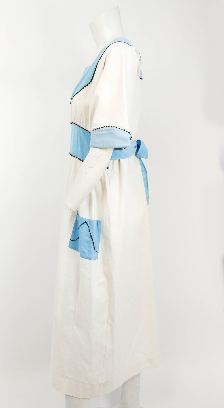 1920s Blue and White Lined Pinafore Dress For Sale at 1stDibs | white  pinafore dress, blue pinafore dress, white pinafores