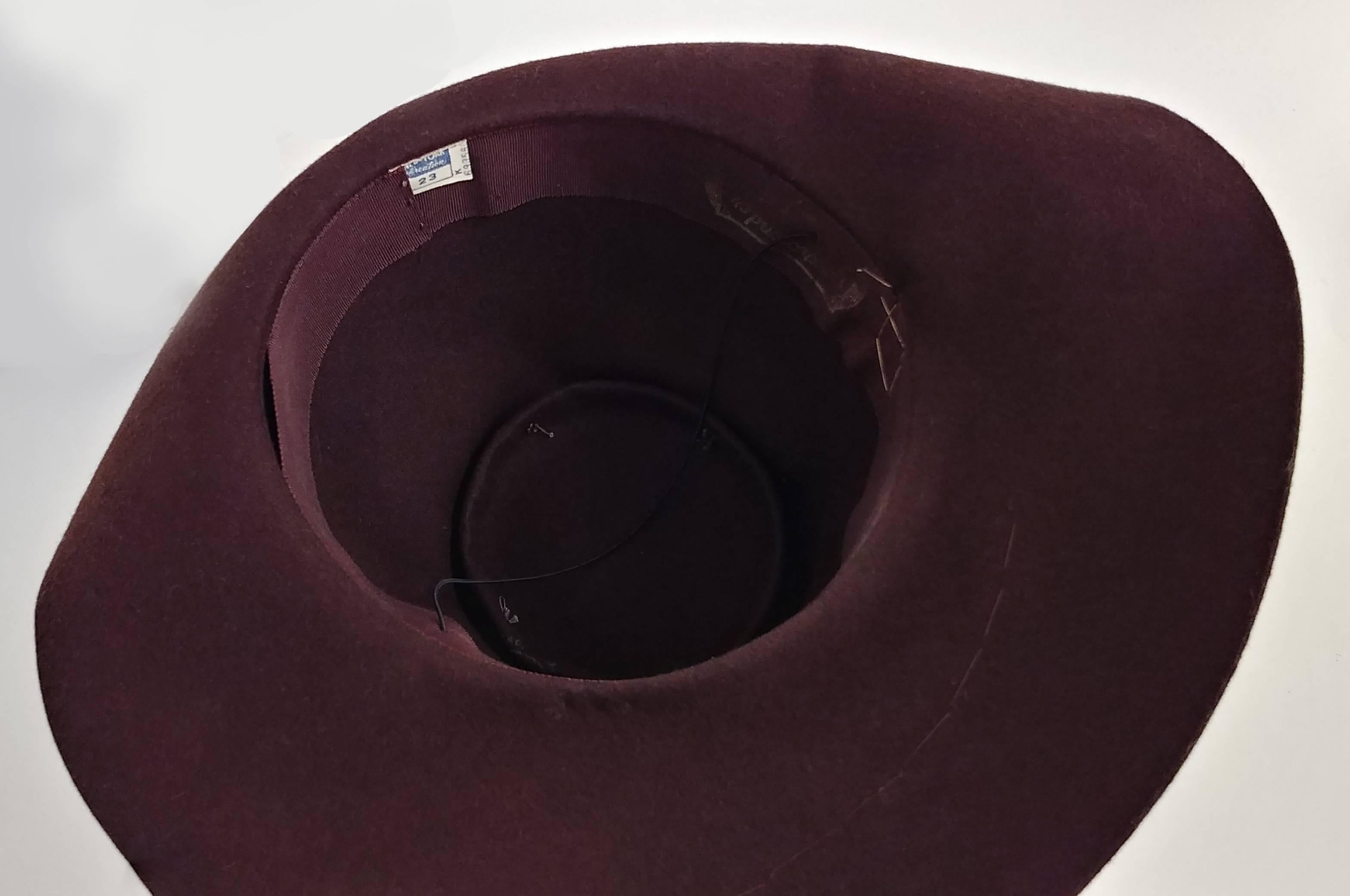 Women's 1940s Brown Large Brimmed Hat w/ Pheasant Feather