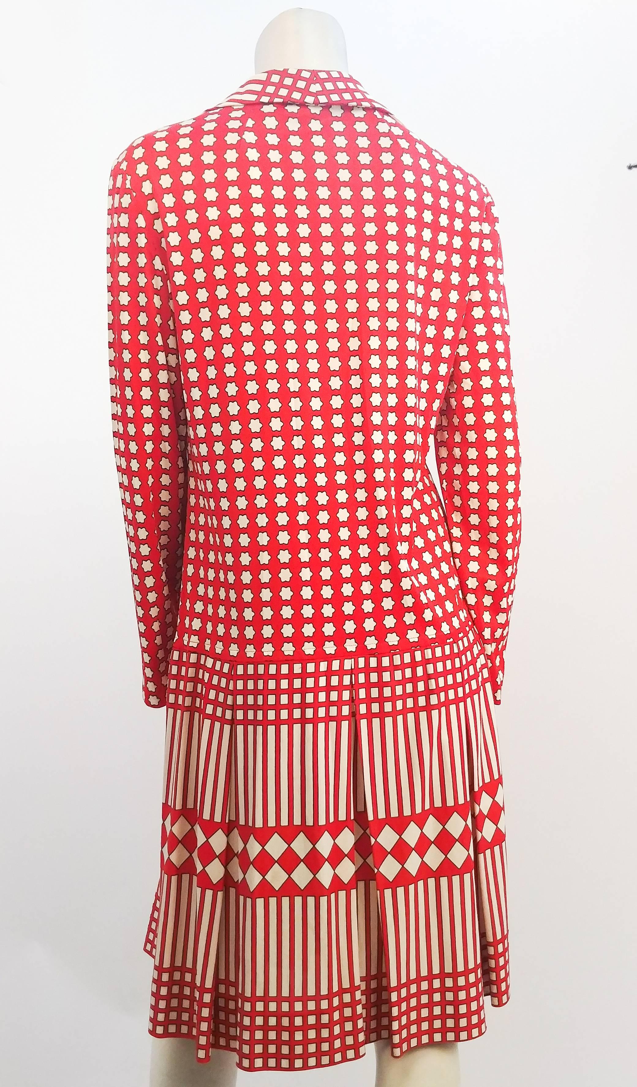 1960s Red & White Print Drop Waist Dress In Excellent Condition In San Francisco, CA