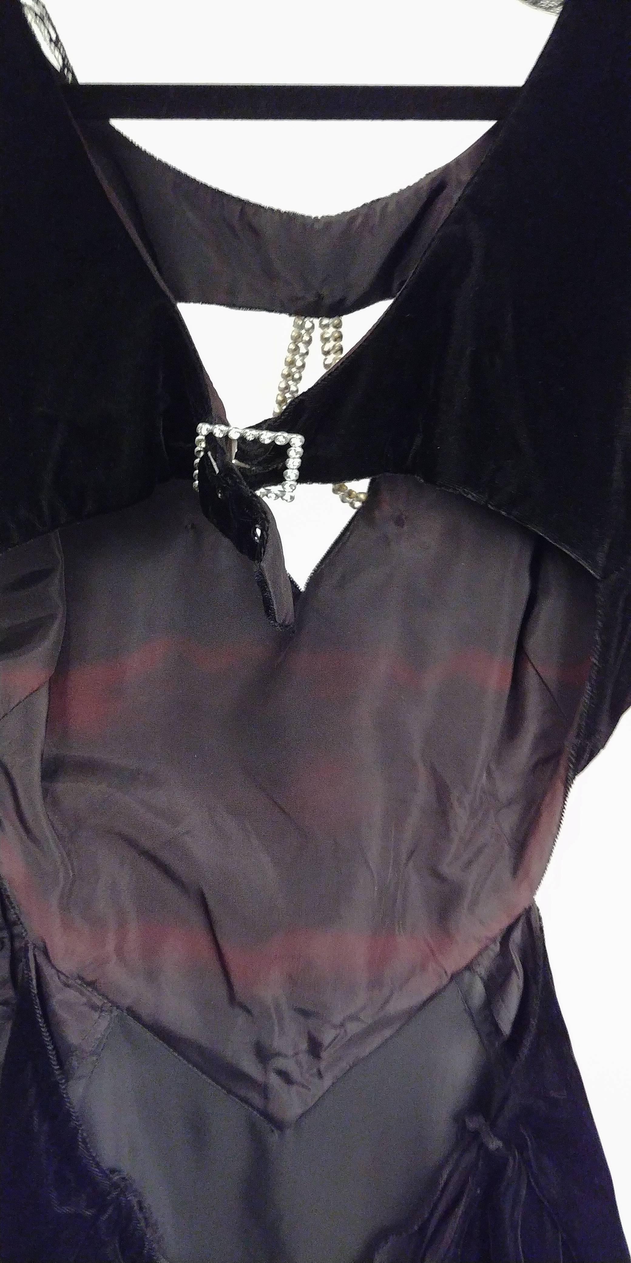 Women's 1980s Black Velvet Open Back Cocktail Dress  For Sale