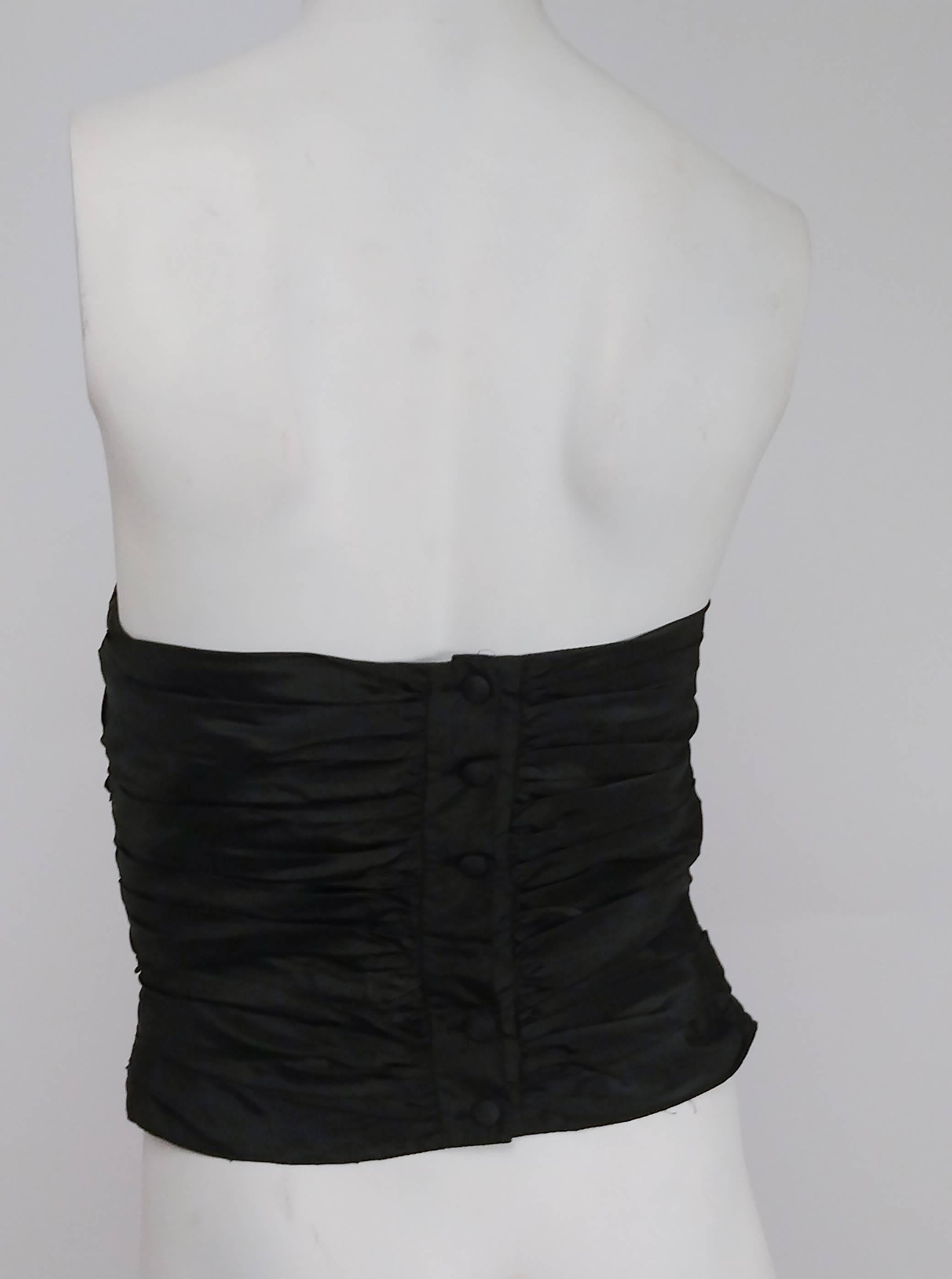 1980s Ruched Black Silk Taffeta Bustier  In Excellent Condition In San Francisco, CA