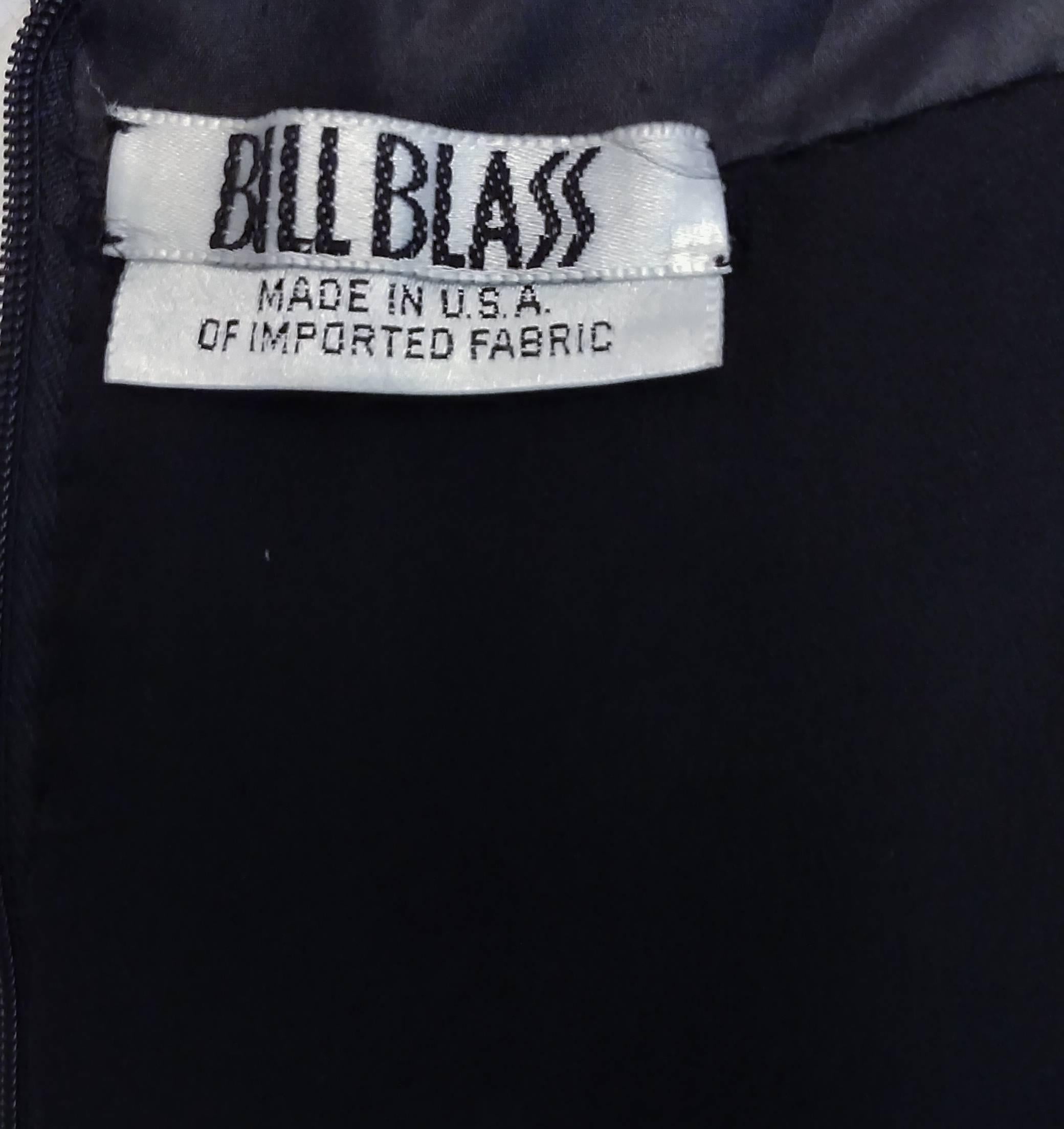 1980s Bill Blass Black Velvet Gown w/ Lace Detail For Sale 1