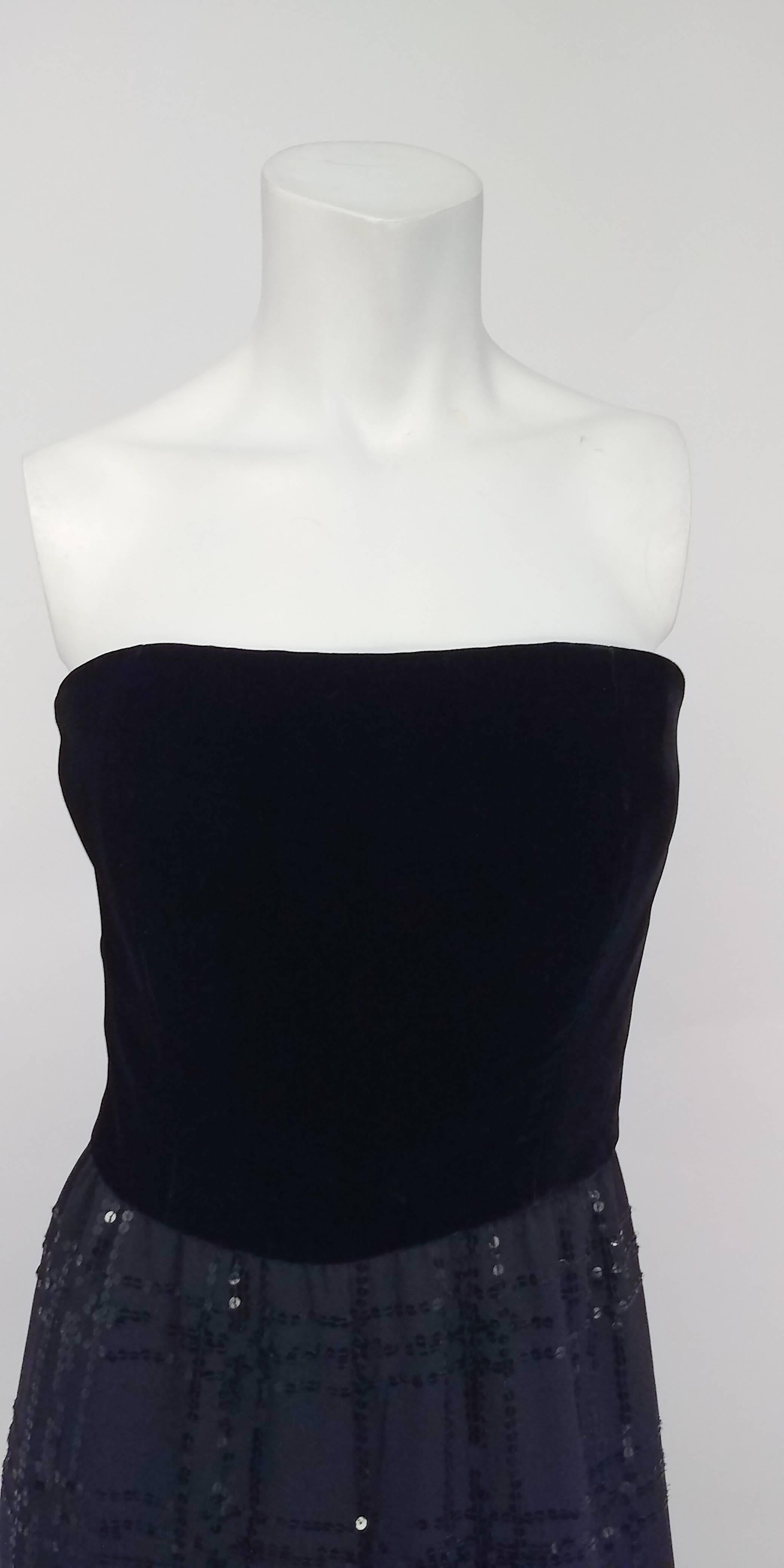Women's 1980s Sequined Black Velvet Bodice Jumpsuit