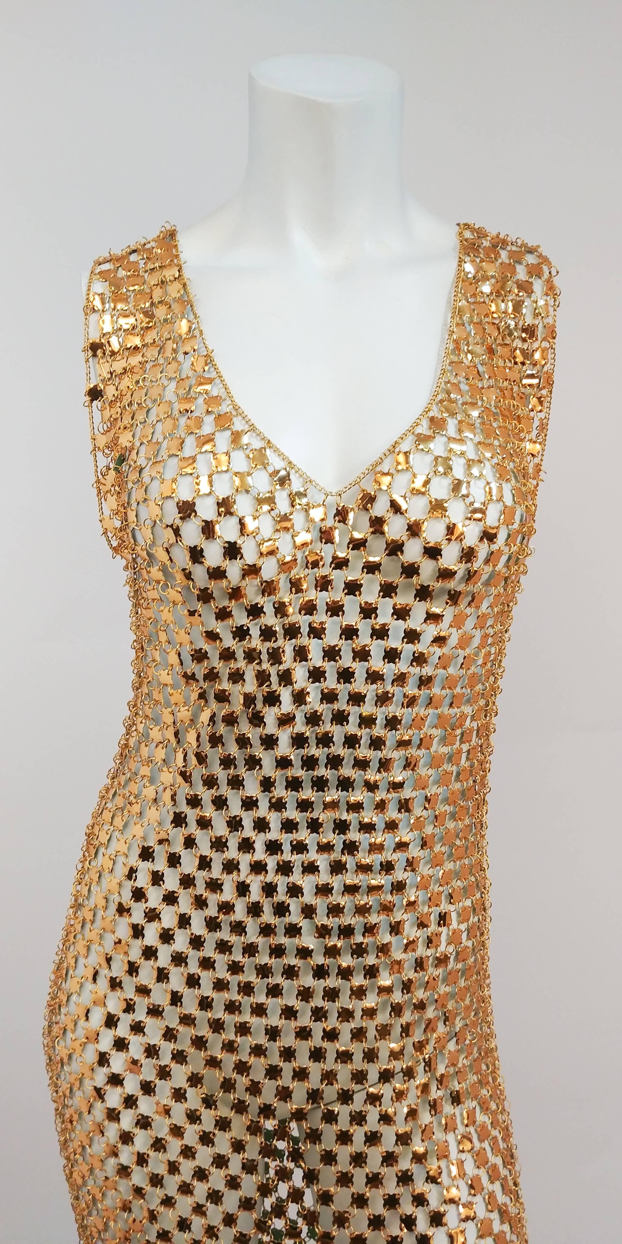 1970s Paco Rabanne Chain Link Dress. Slips on over head, no closures. 