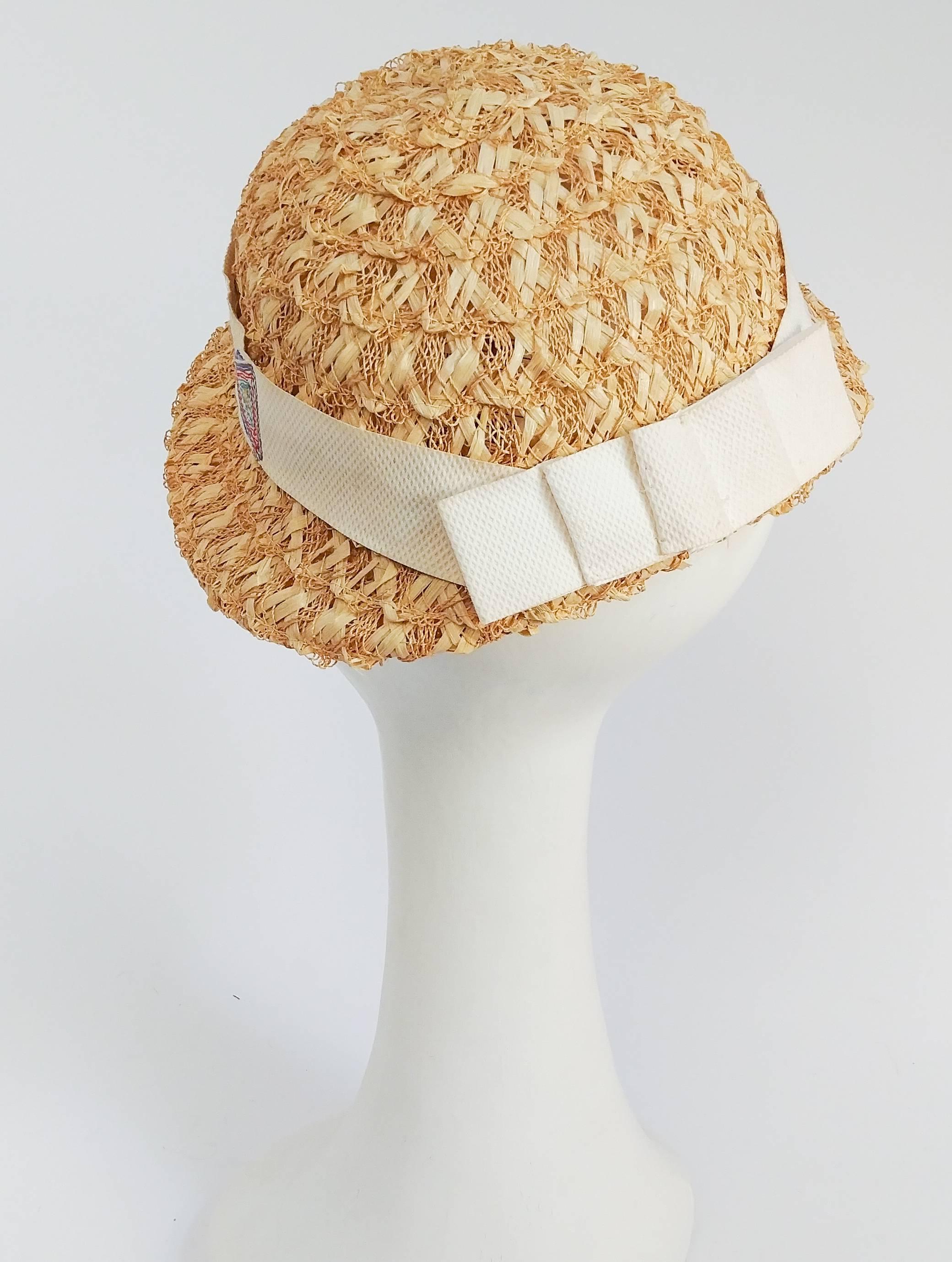 Beige 1930s Cocktail Time Straw Hat
