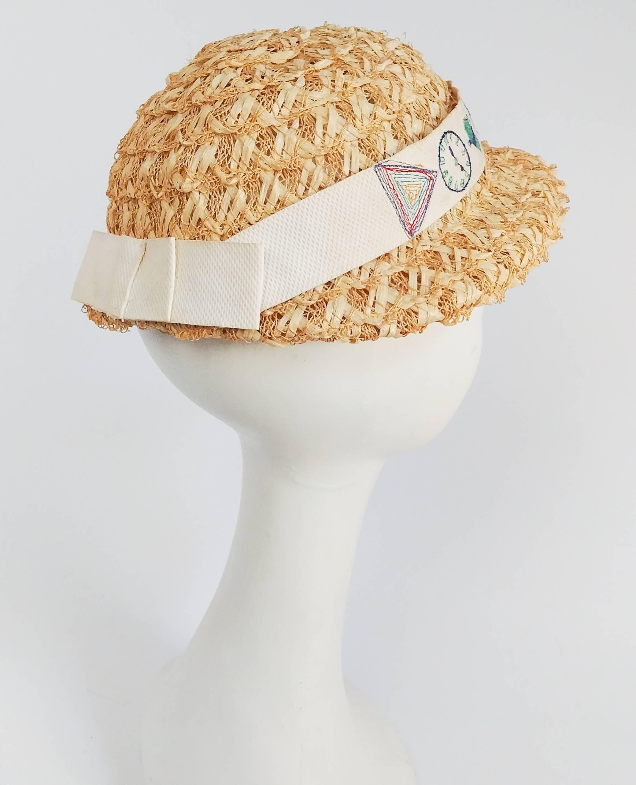 1930s Cocktail Time Straw Hat In Excellent Condition In San Francisco, CA