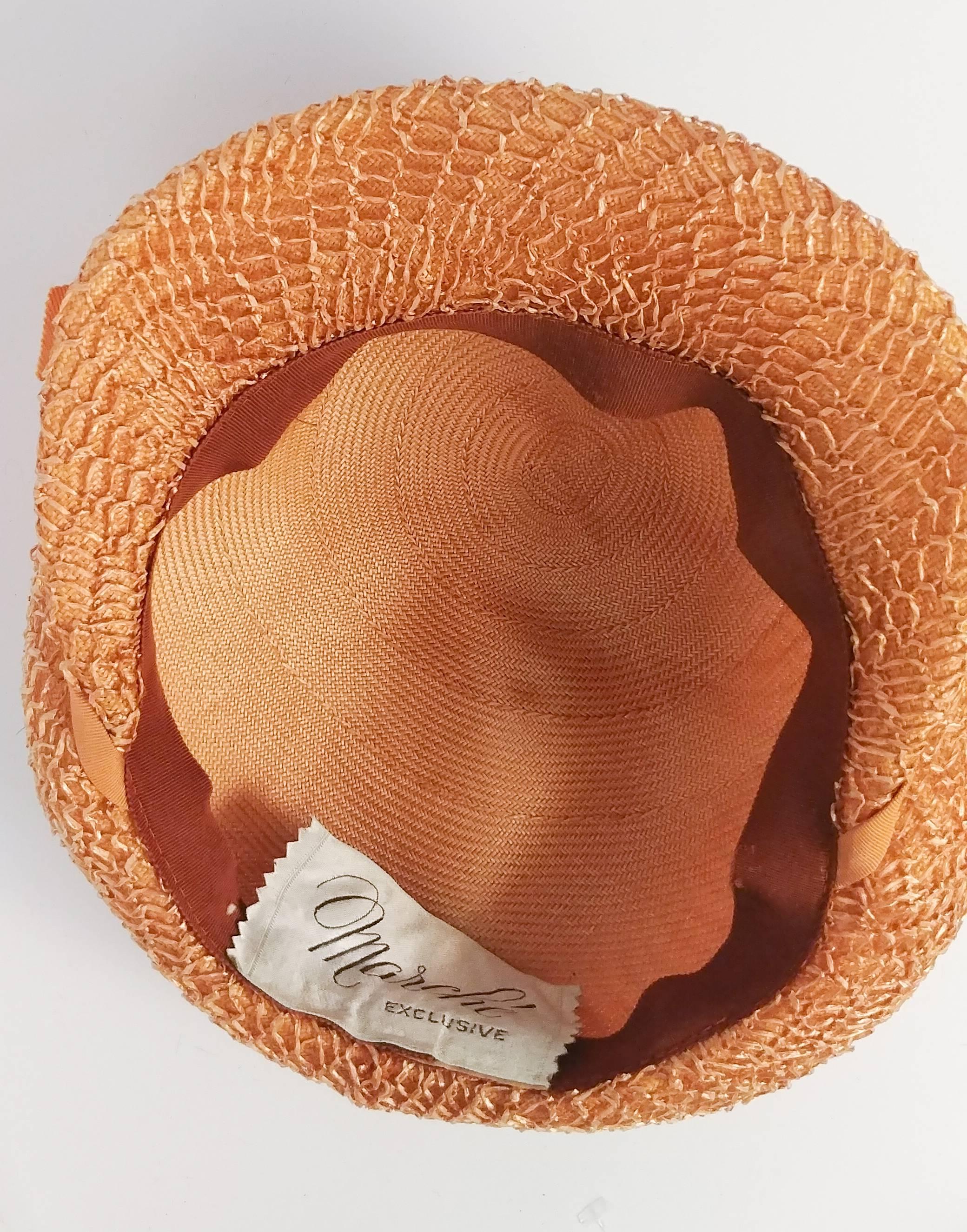 Women's 1960s Straw Cap w/ Grosgrain Ribbon Detail For Sale