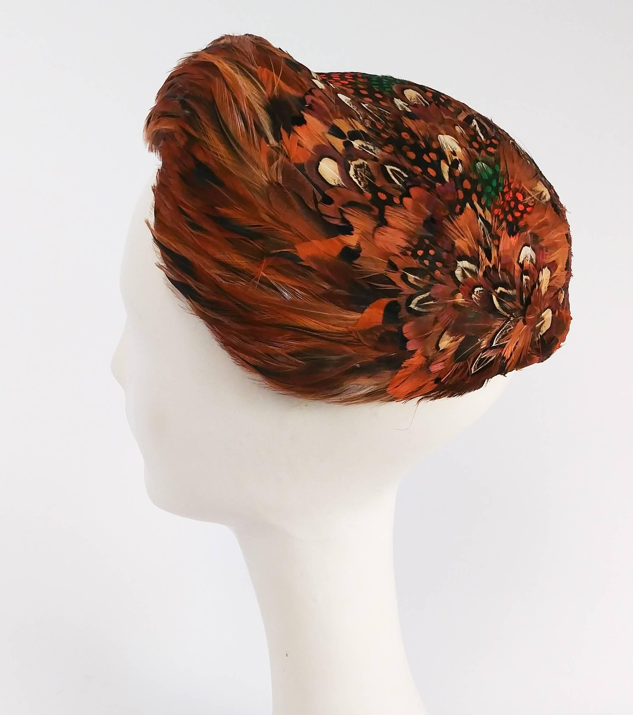1950s Pheasant Feather Hat In Good Condition In San Francisco, CA