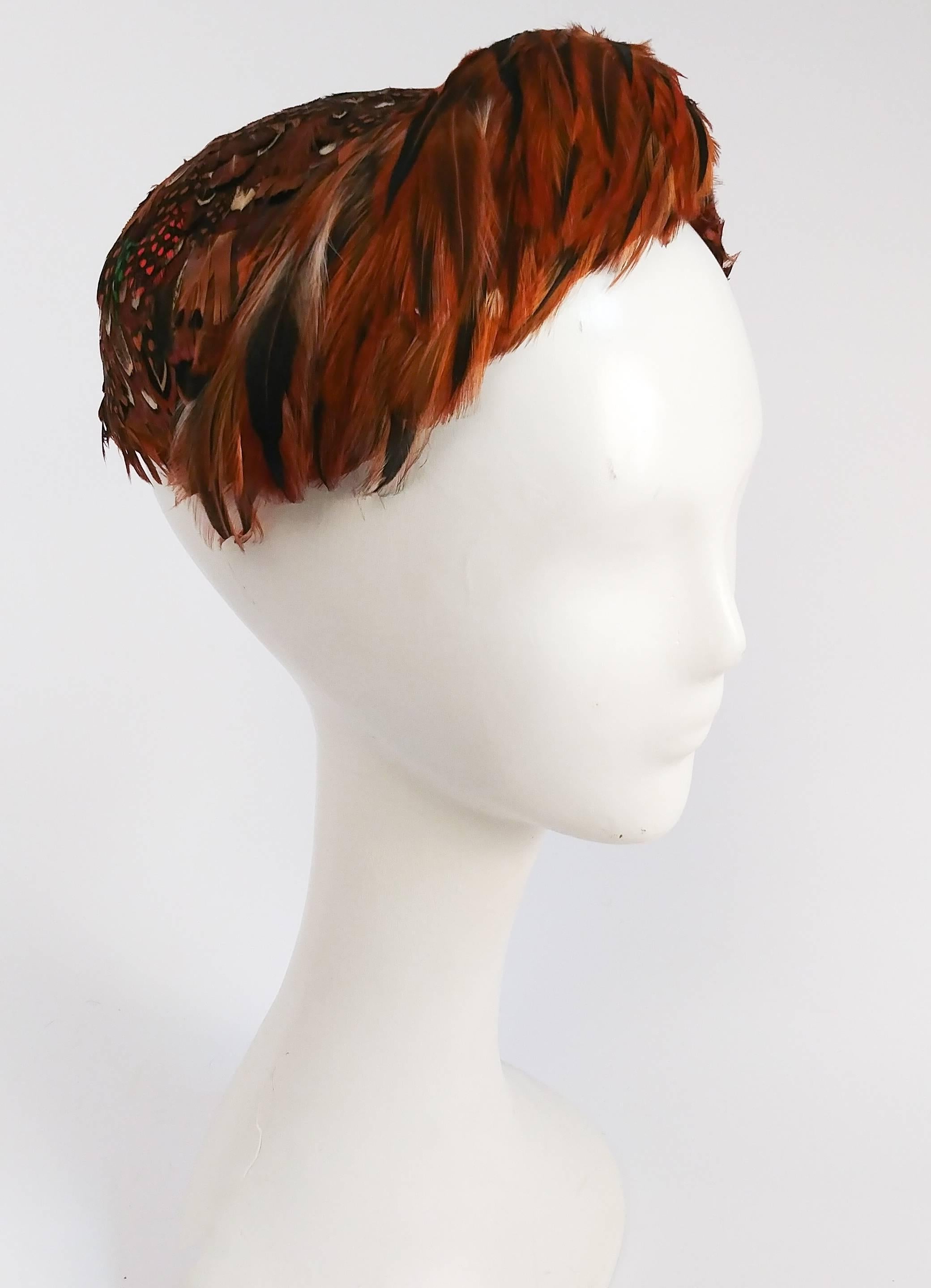 Gray 1950s Pheasant Feather Hat
