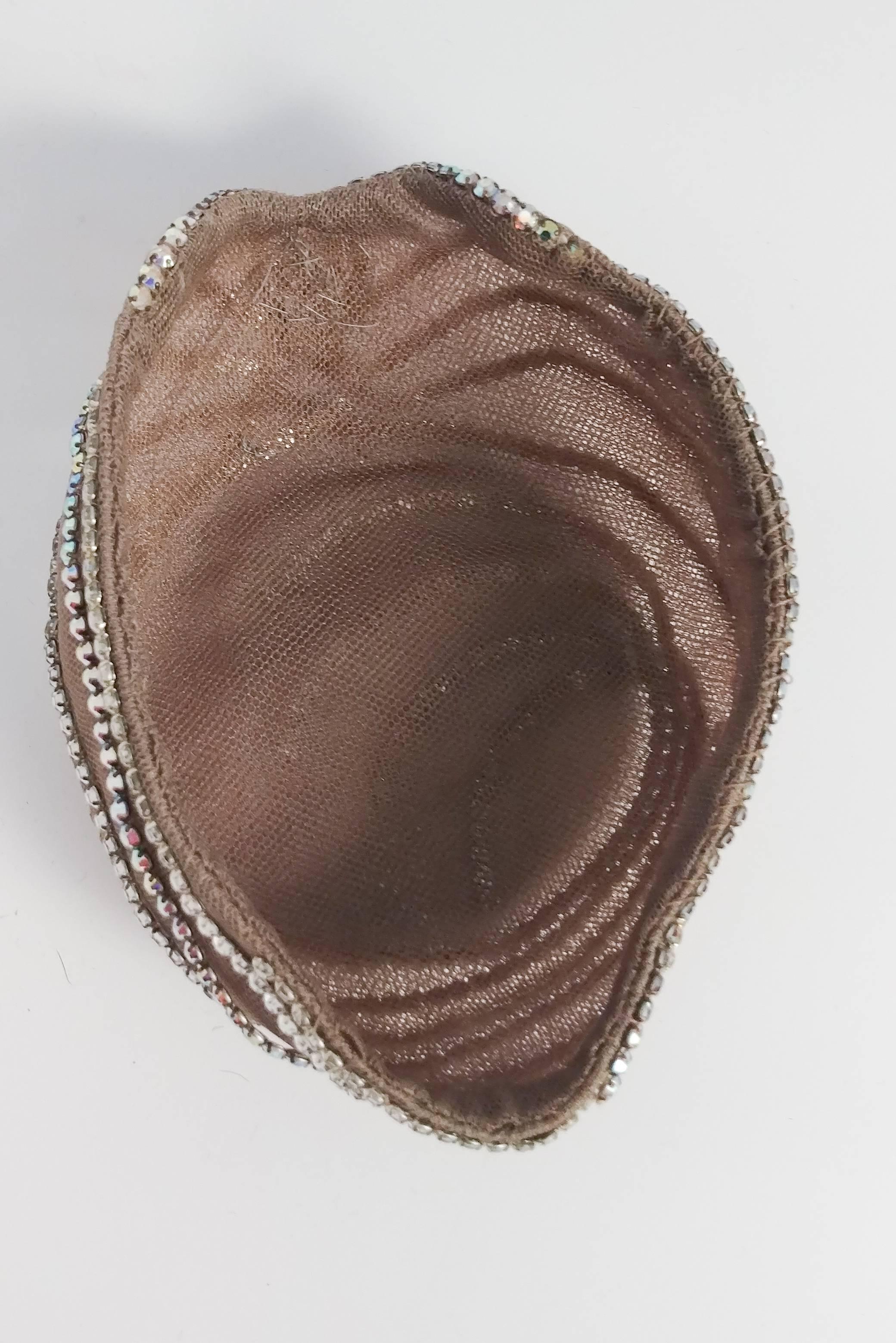 1960s Small Hat w/ Rhinestone Swirls For Sale 1