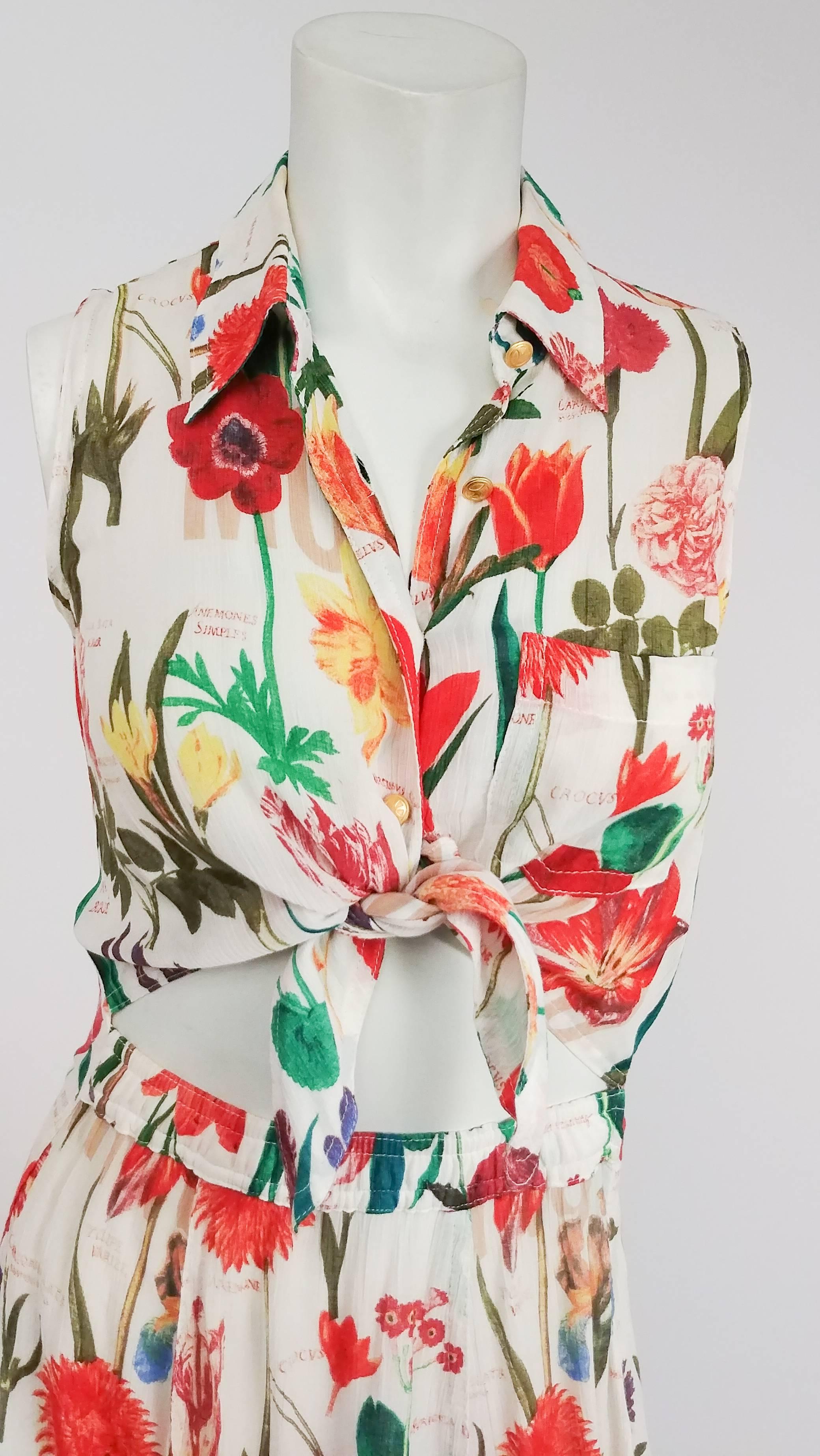 Moschino Floral Printed Tie Front Dress In Excellent Condition In San Francisco, CA