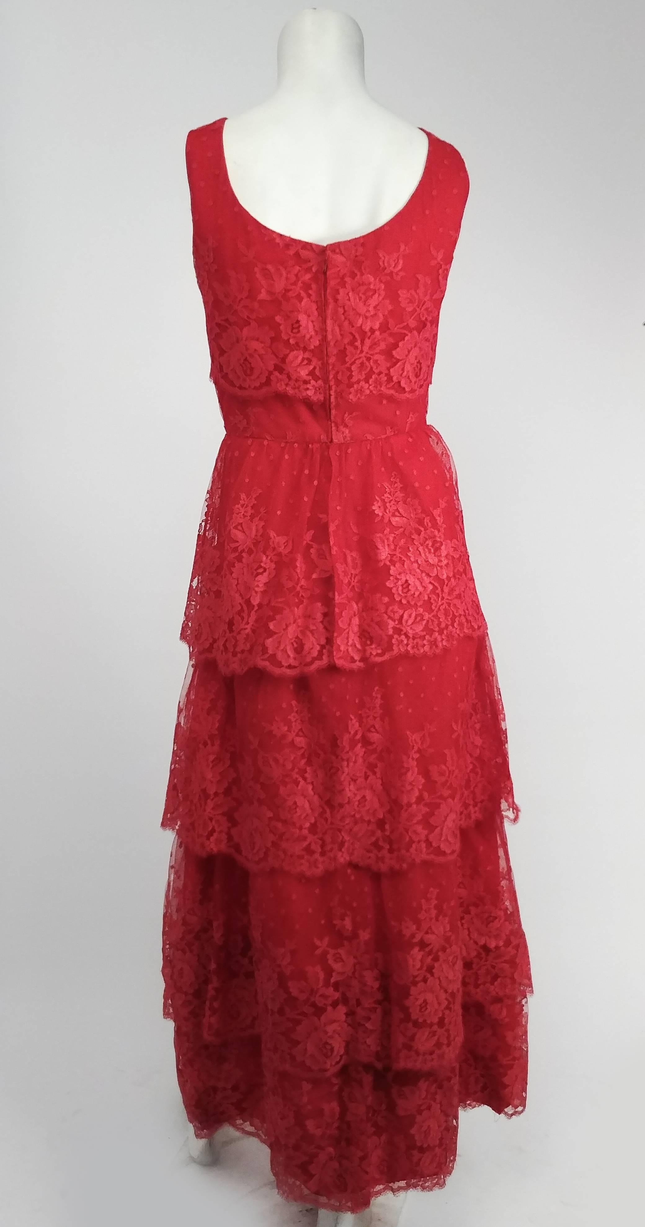 red lace tiered dress