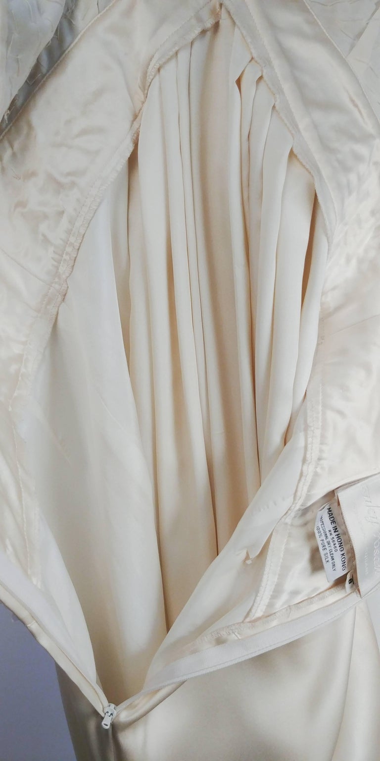 1980s Pearl Beaded Draped Wedding Dress at 1stDibs