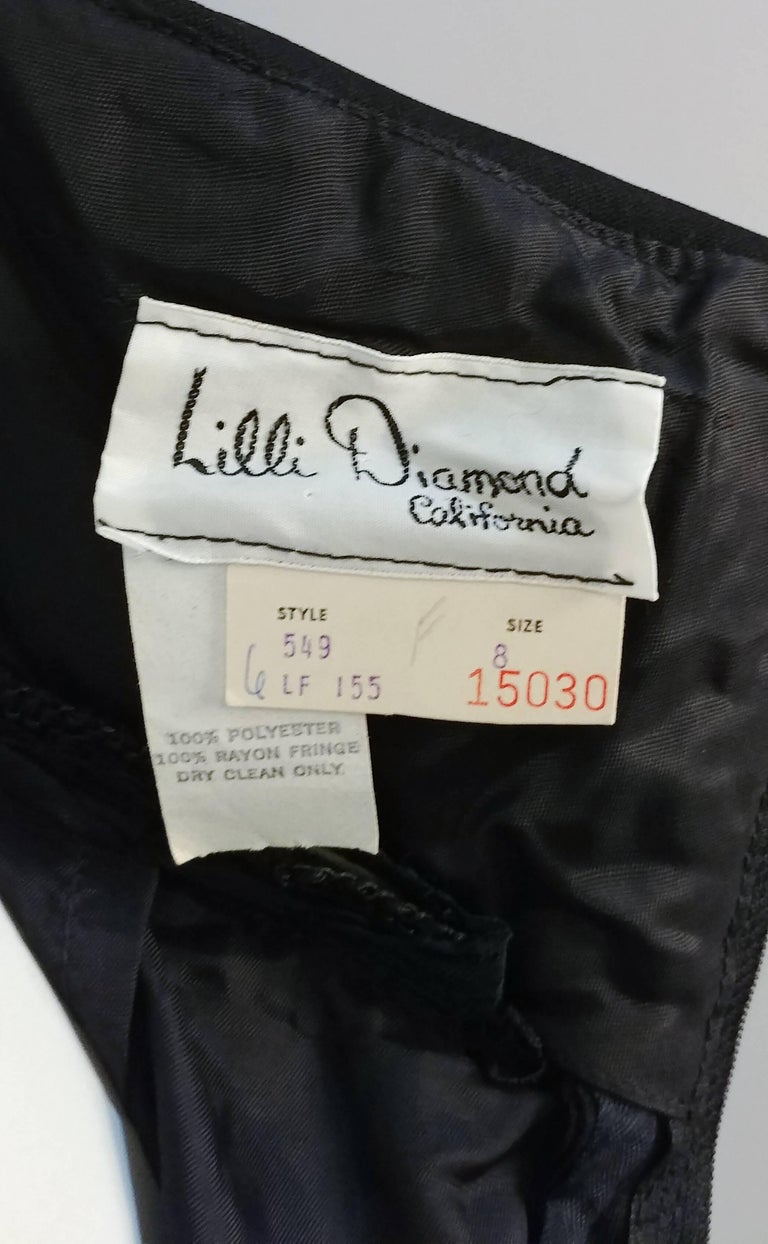 1970s Lilli Diamond Long Fringe Maxi Dress at 1stDibs | long fringe dress