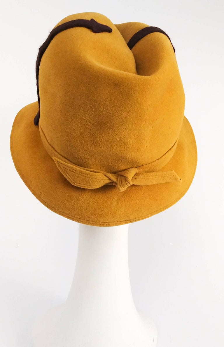 1960s Mustard Yellow Mod Hat with Arrows at 1stdibs