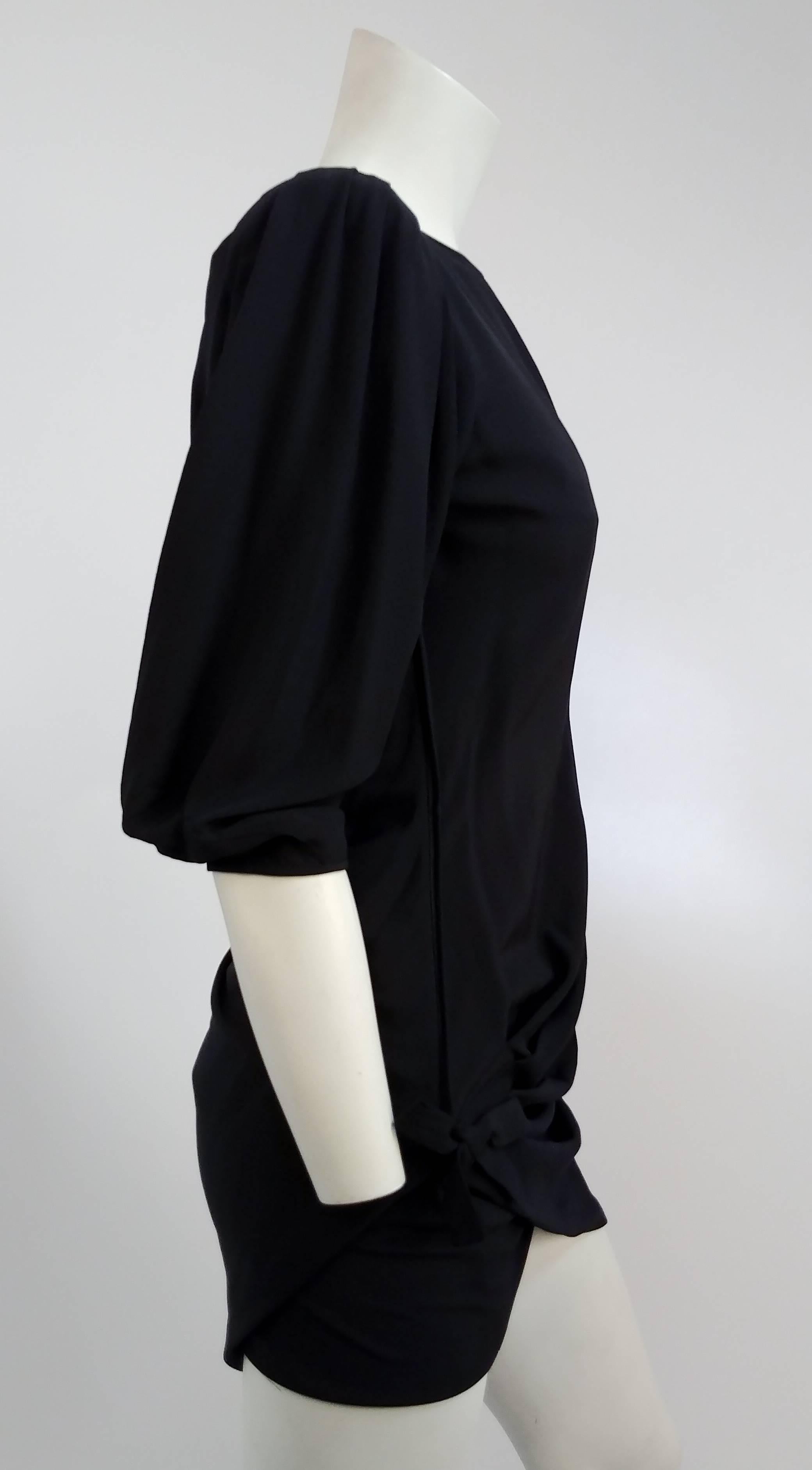 Black 1980s Ungaro Draped Mini Dress