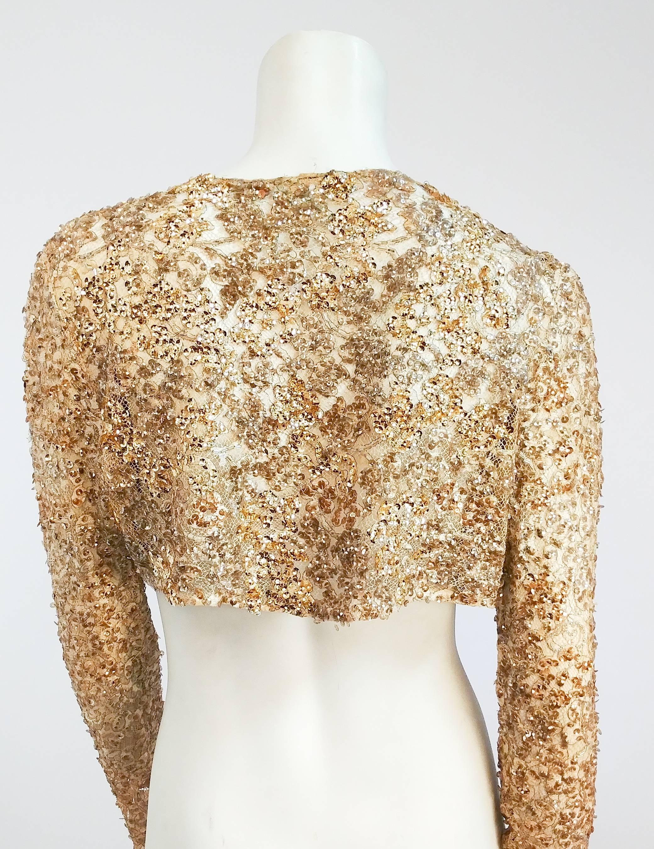 1930s Gold Lace Bolero w/ Sequin & Beadwork In Good Condition In San Francisco, CA