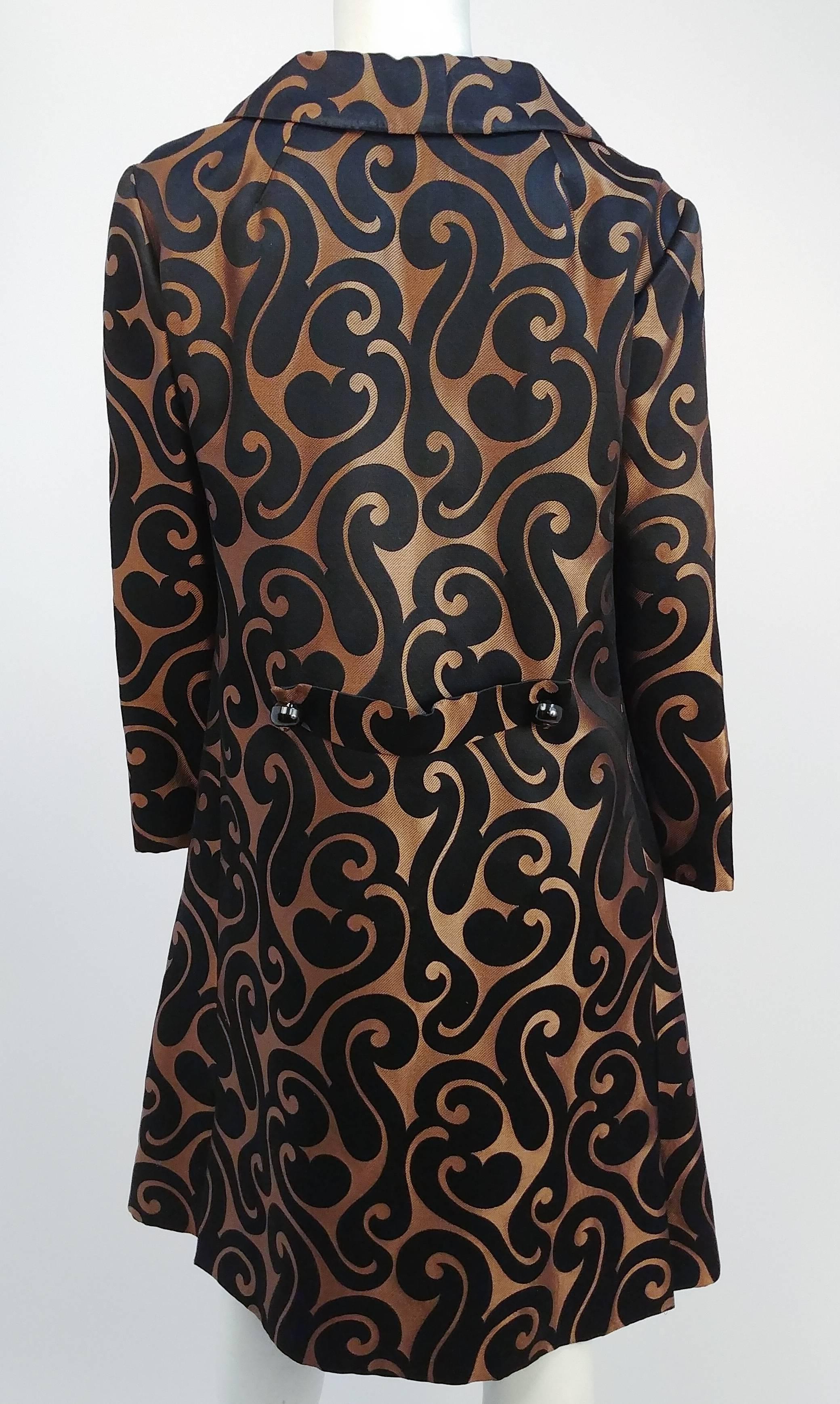 1960s Brocade Swirl Coat In Excellent Condition For Sale In San Francisco, CA