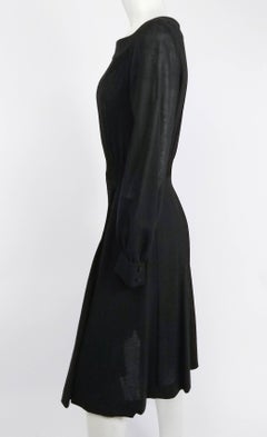 1960s Valentino Smocked Black Day Dress