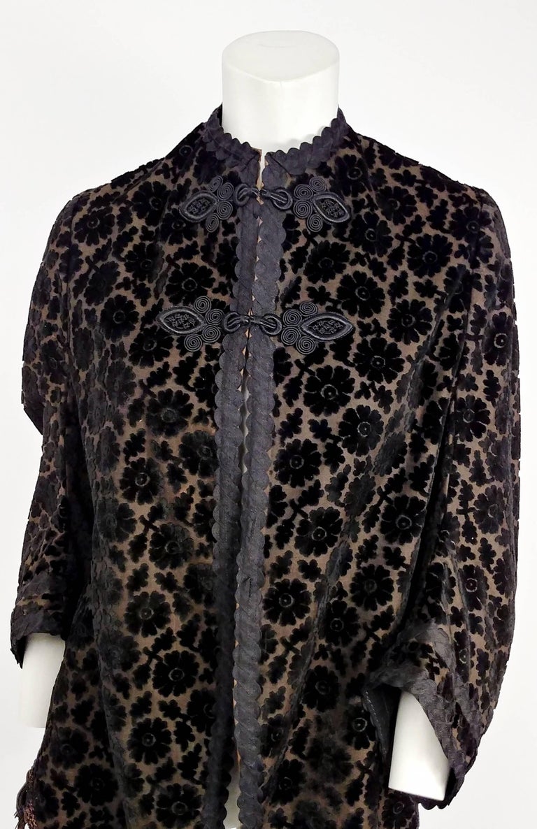 Victorian Black Cut Velvet Dolman Mantle For Sale at 1stDibs