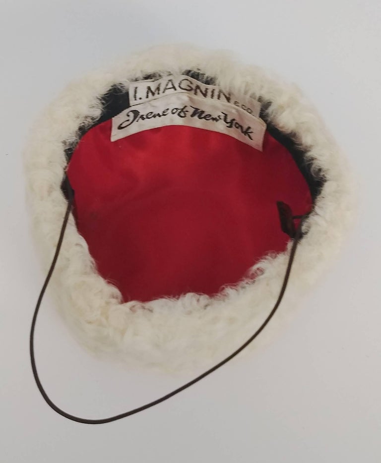 1960s Irene of New York Persian Lamb Miniature Pillbox Hat In Excellent Condition For Sale In San Francisco, CA