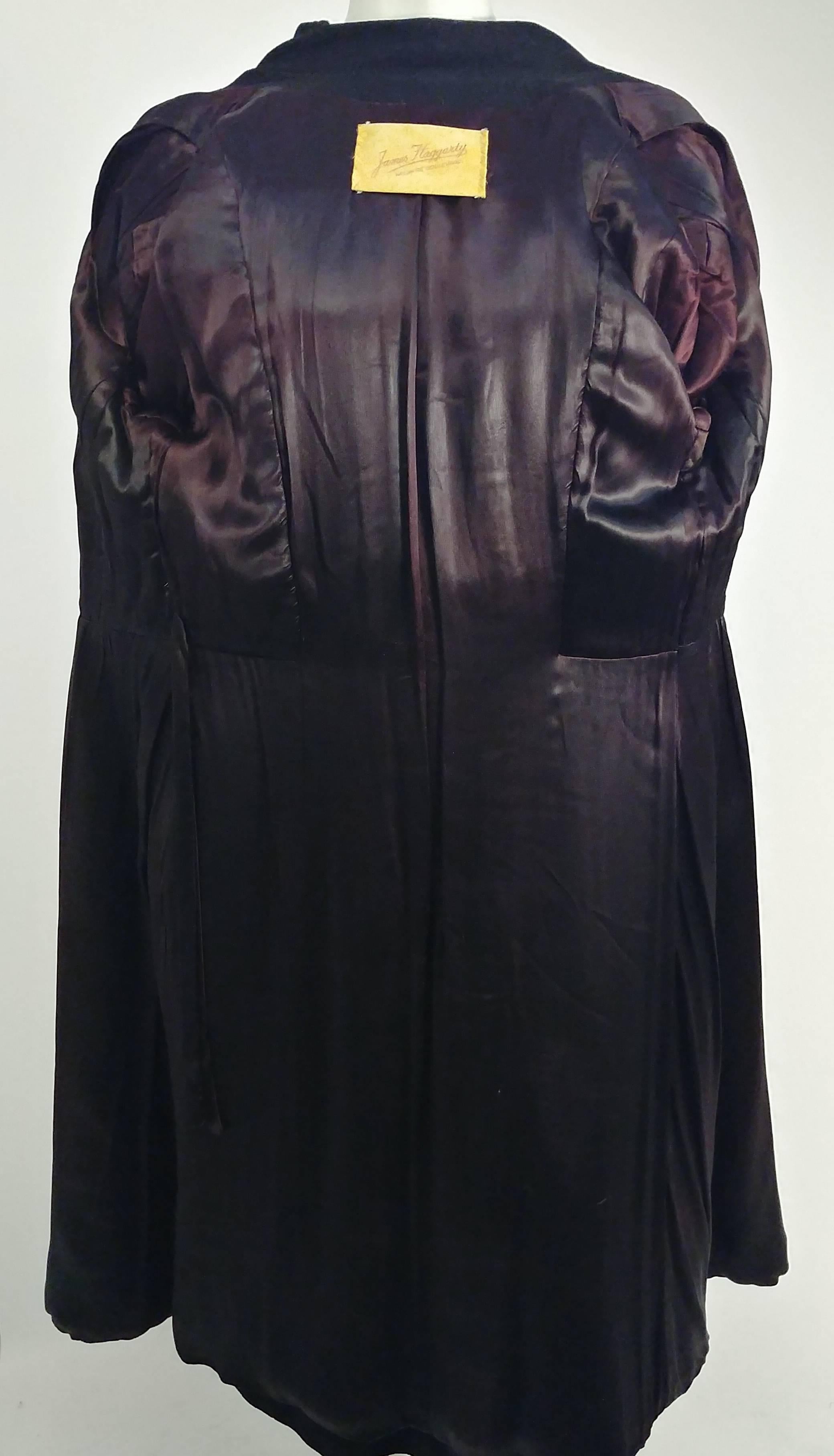 1940s Black Wool Crepe Coat 2