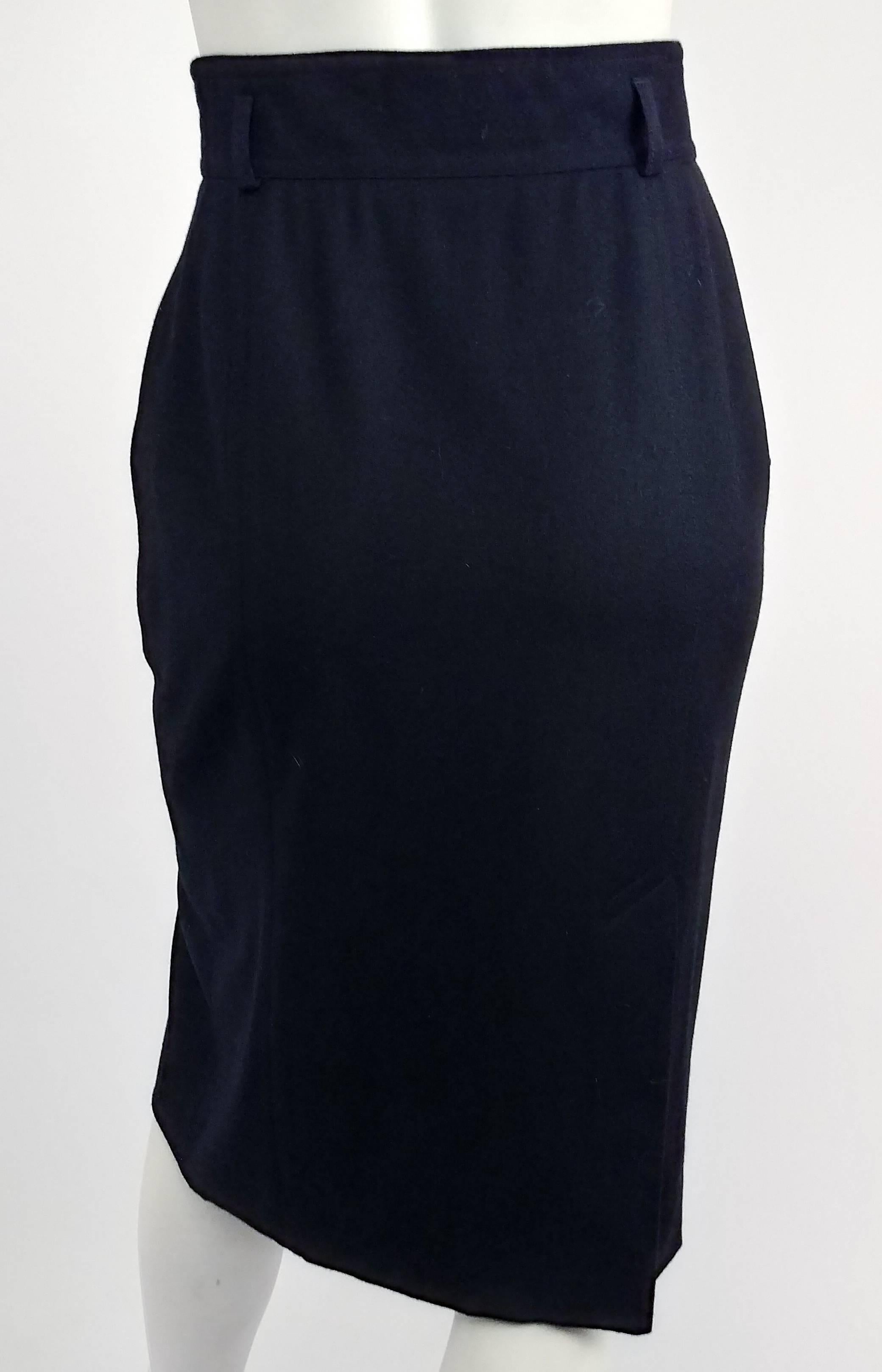 1980s Escada Black Wool Skirt In Excellent Condition For Sale In San Francisco, CA