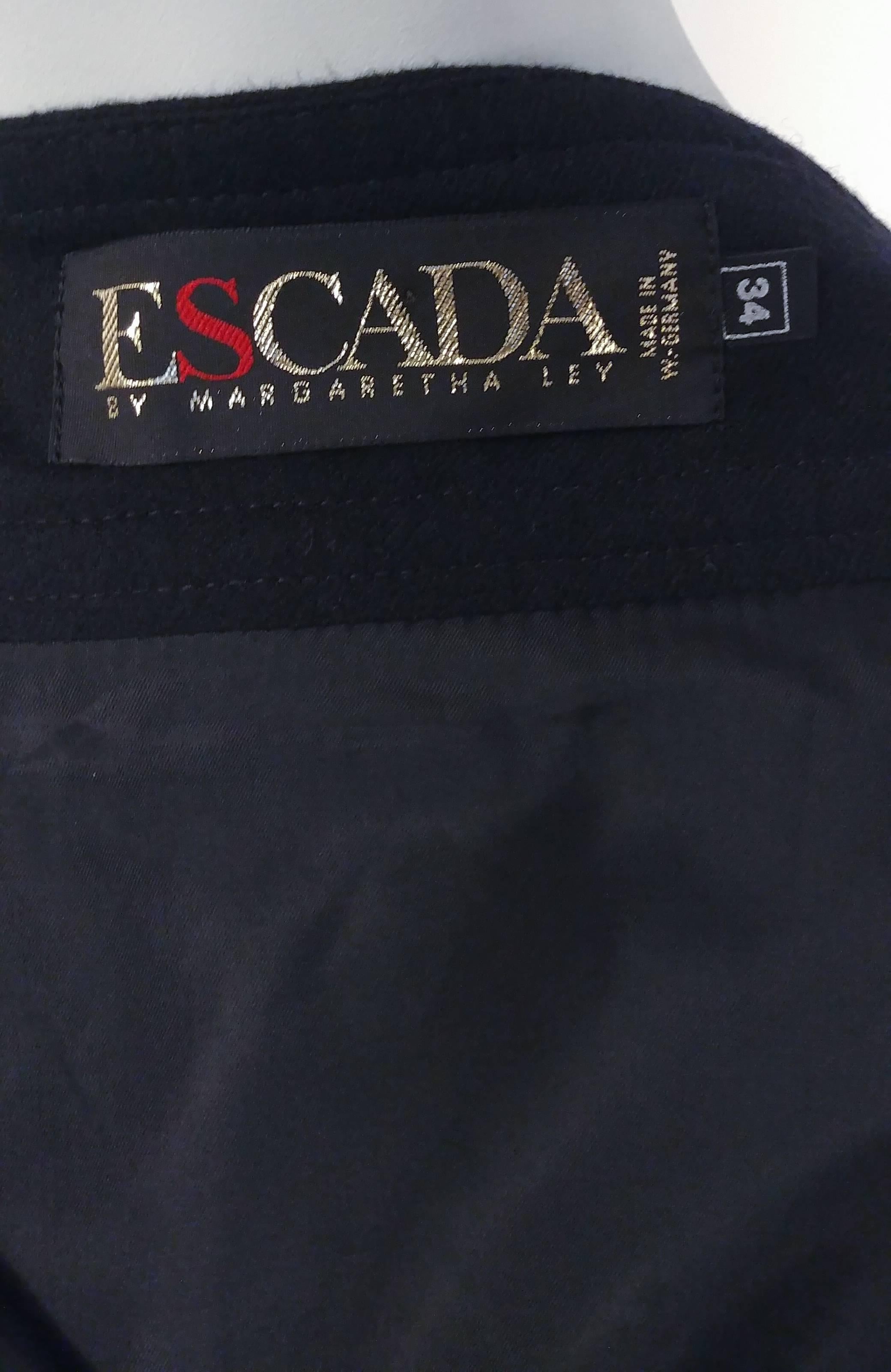 Women's 1980s Escada Black Wool Skirt For Sale