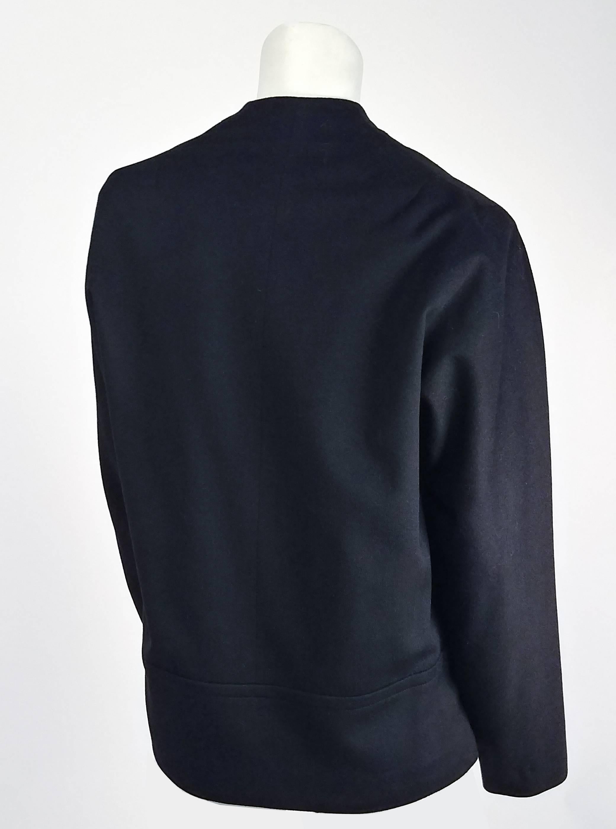 1980s Black Wool Shawl Collar Jacket  In Excellent Condition For Sale In San Francisco, CA