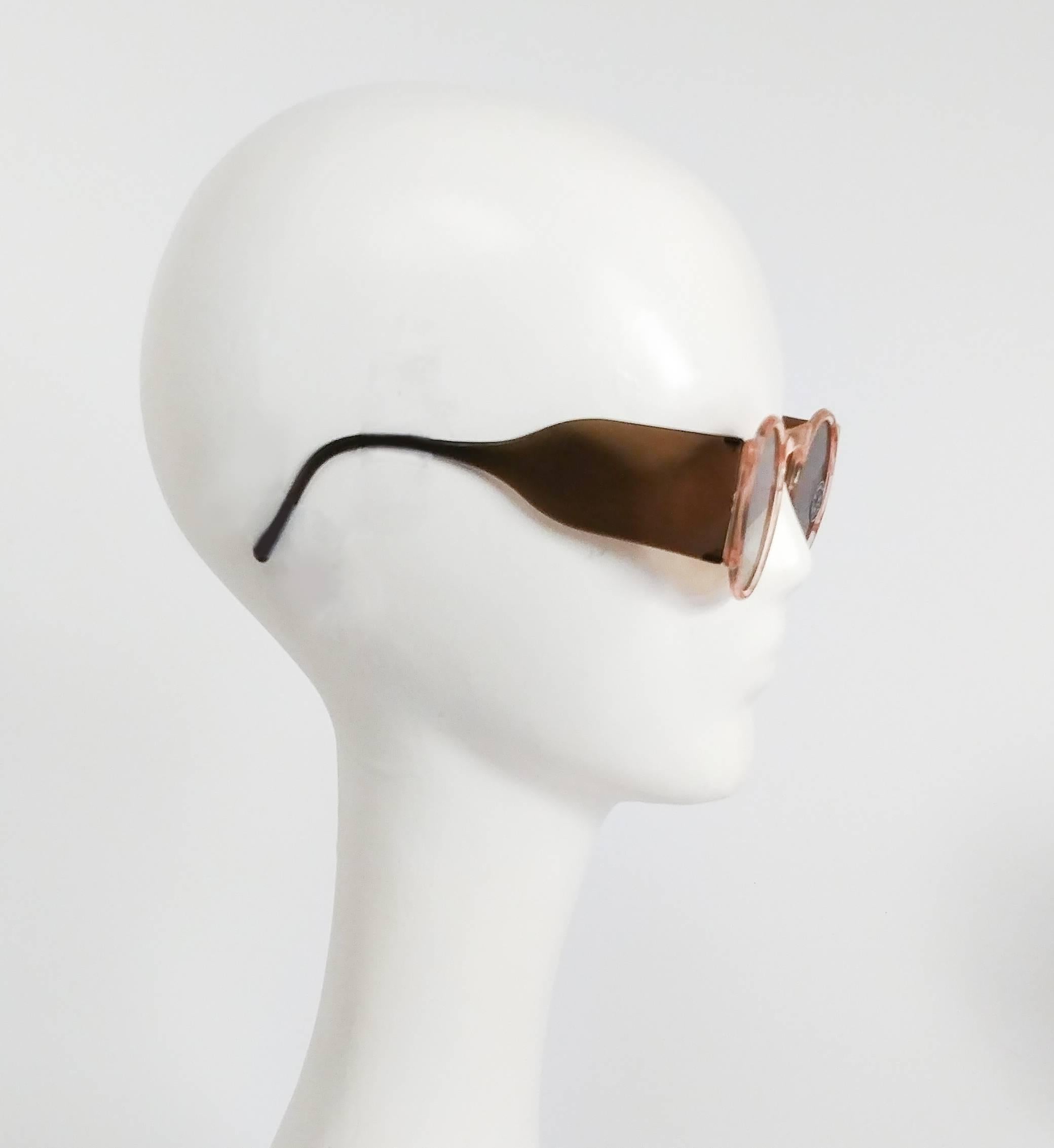 Brown 1930s Light Pink Round Celluloid Sunglasses