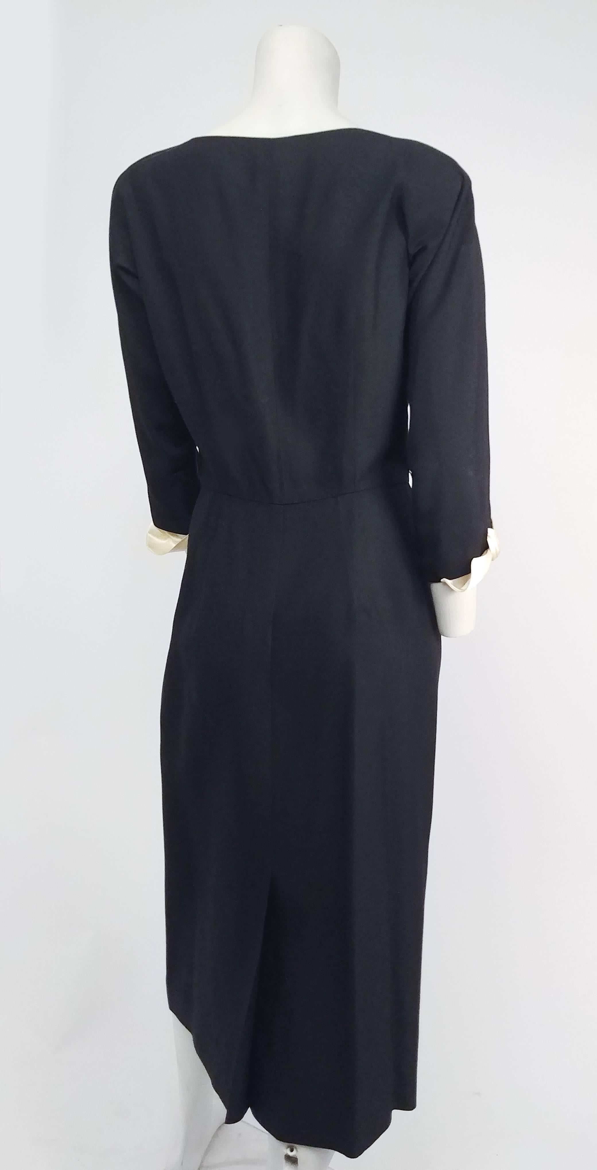 1950s Black Dress with White Accents For Sale at 1stDibs | black dress ...