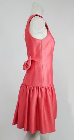 1990s Pink Low Waisted Ruffled Dress