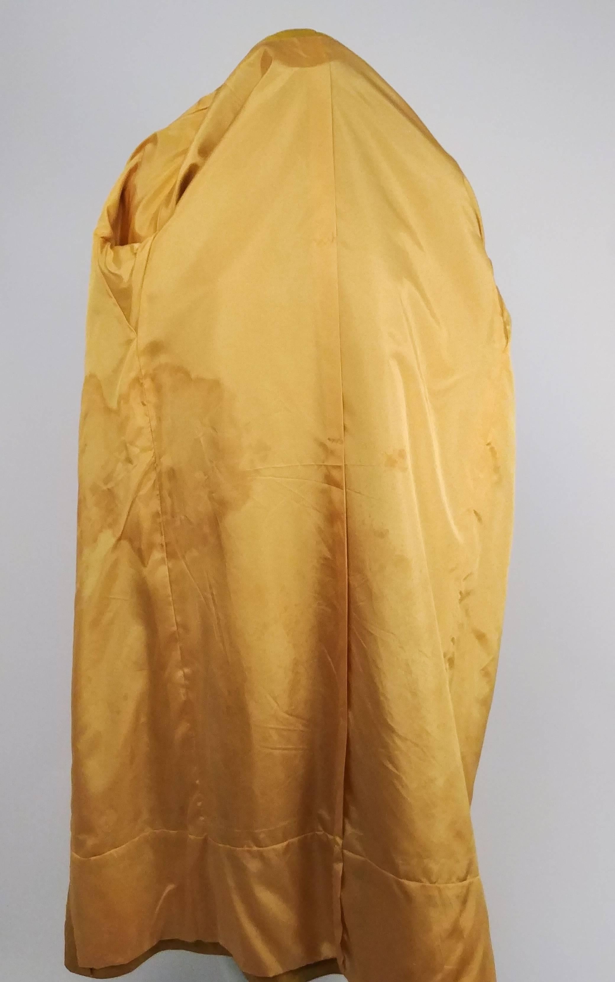 1960s Saffron Yellow Silk Shantung Opera Coat 2