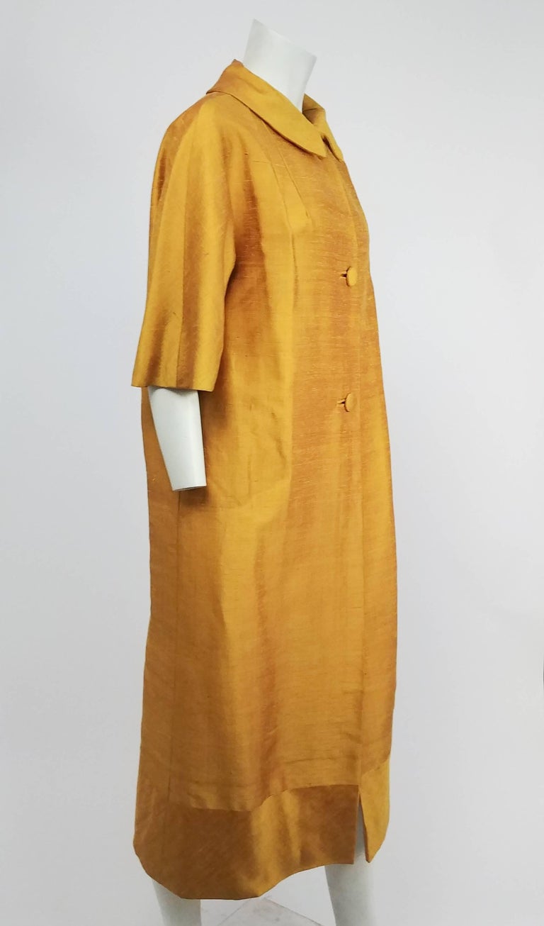 1960s Saffron Yellow Silk Shantung Opera Coat at 1stDibs