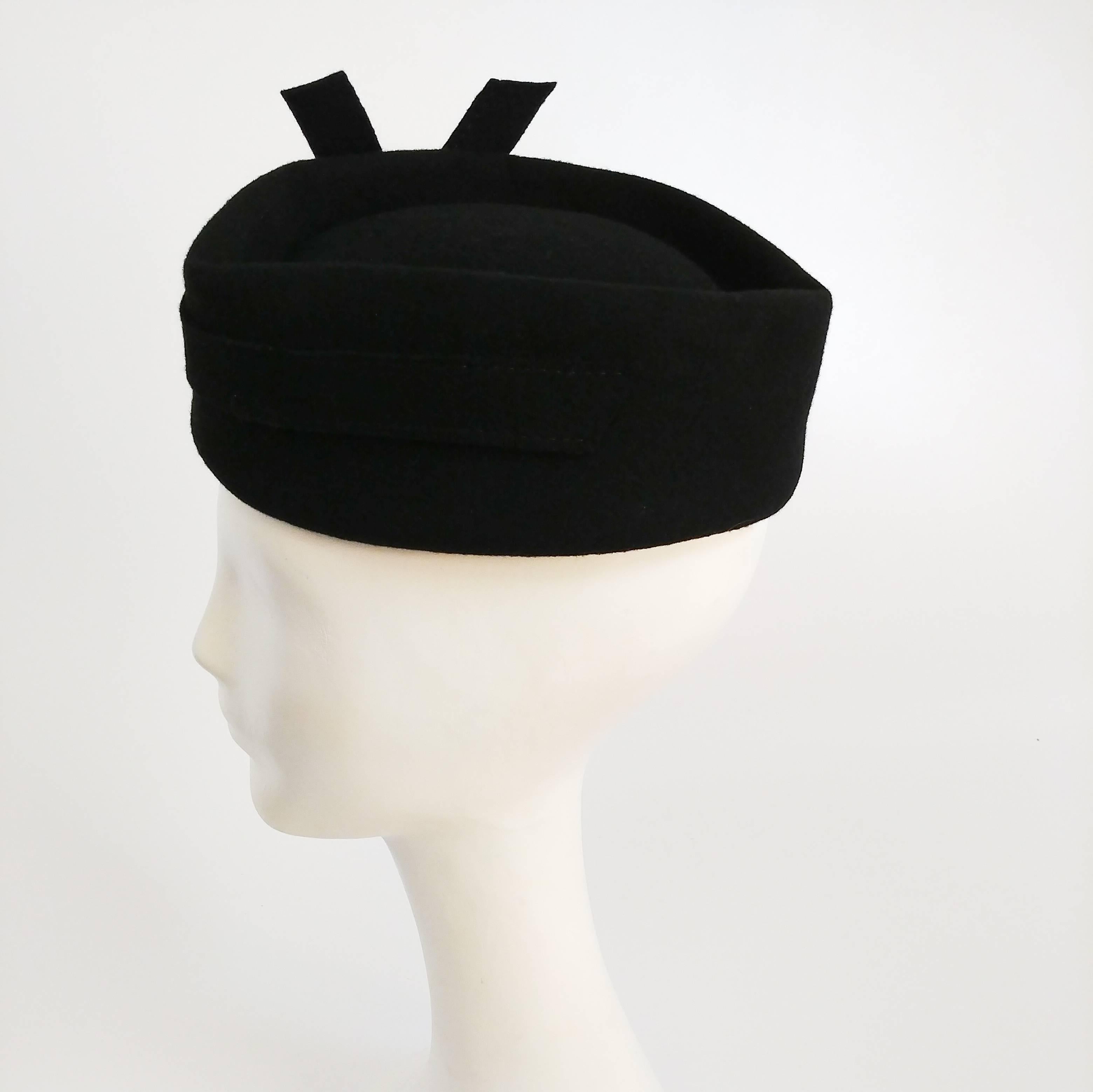 Black 1940s V for Victory Army Style Women's Hat 