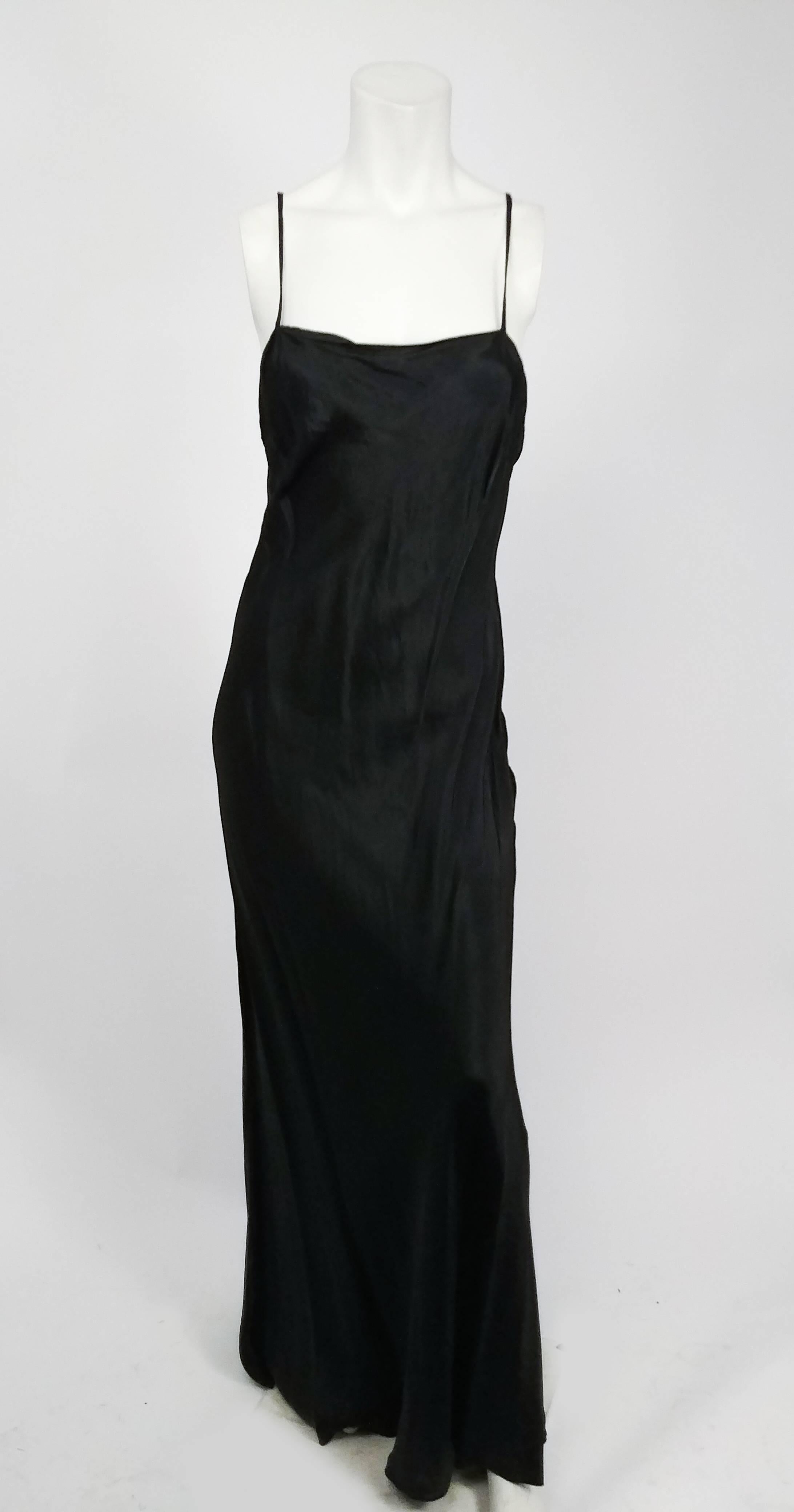 1930s Black Evening Gown with Rhinestone Detailing 1