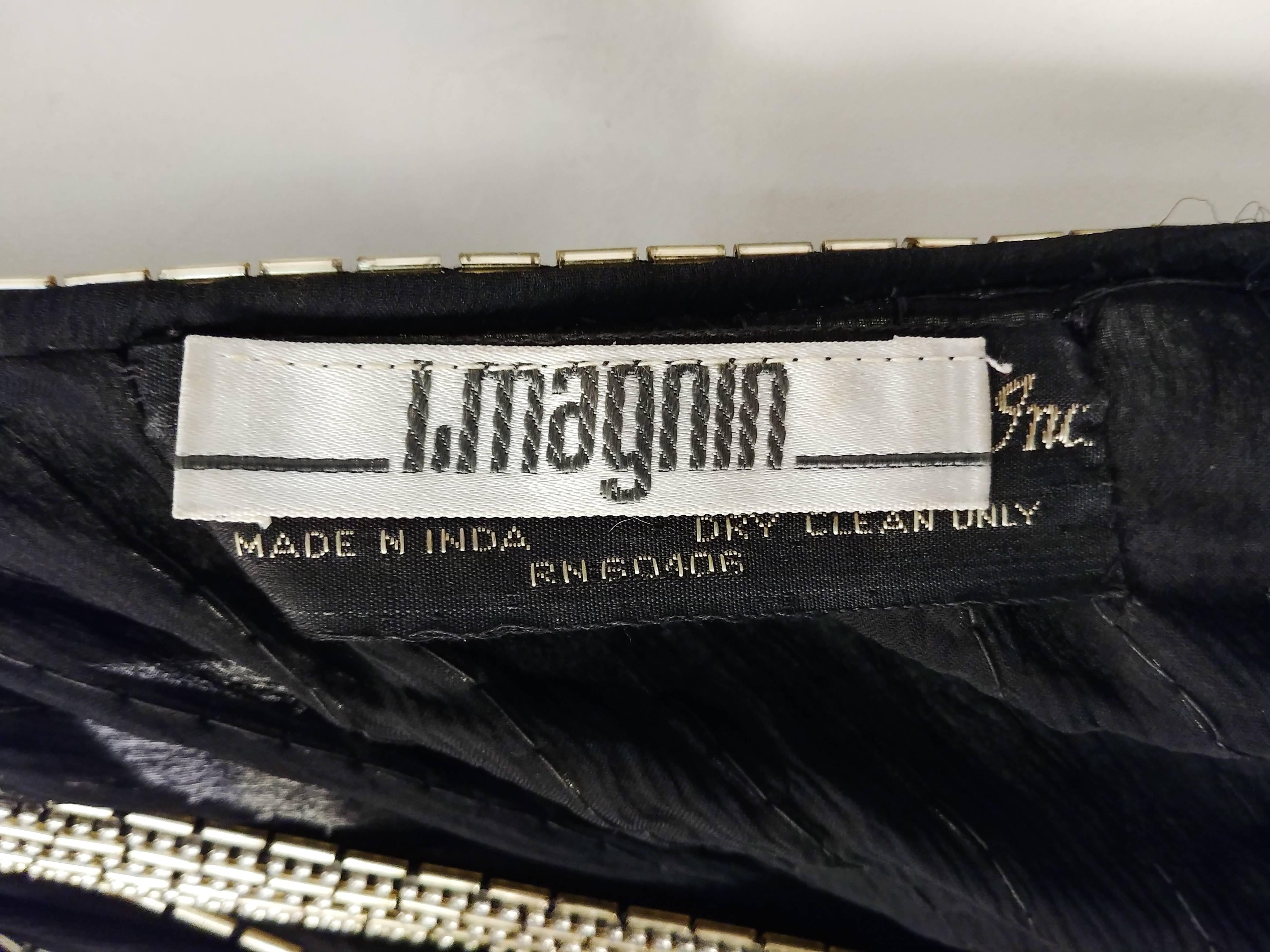 1980s Judith Ann for I. Magnin Scalloped Silk Chiffon Silver and Black Caftan 1