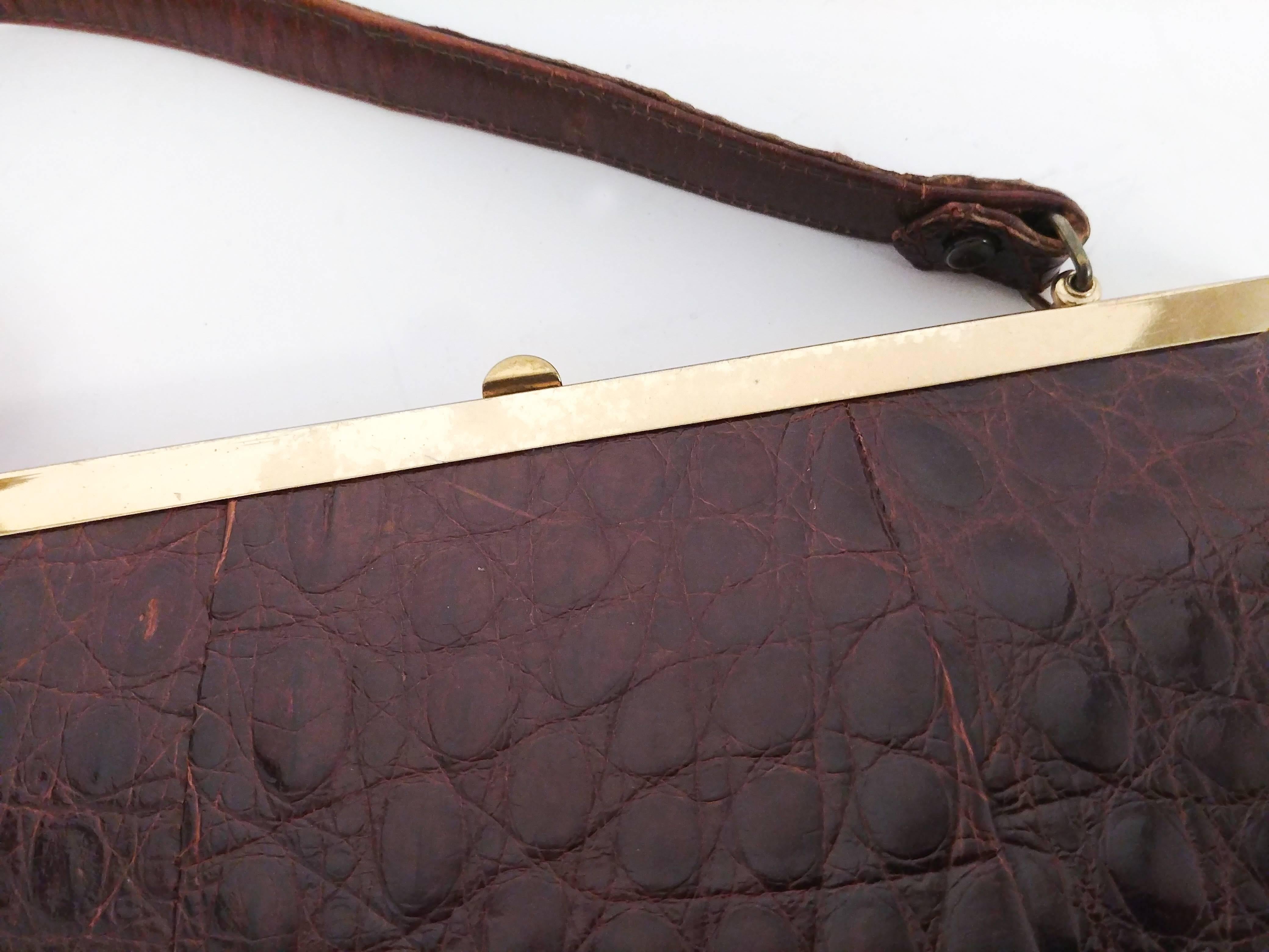 Women's 1940s Brown Alligator Handbag