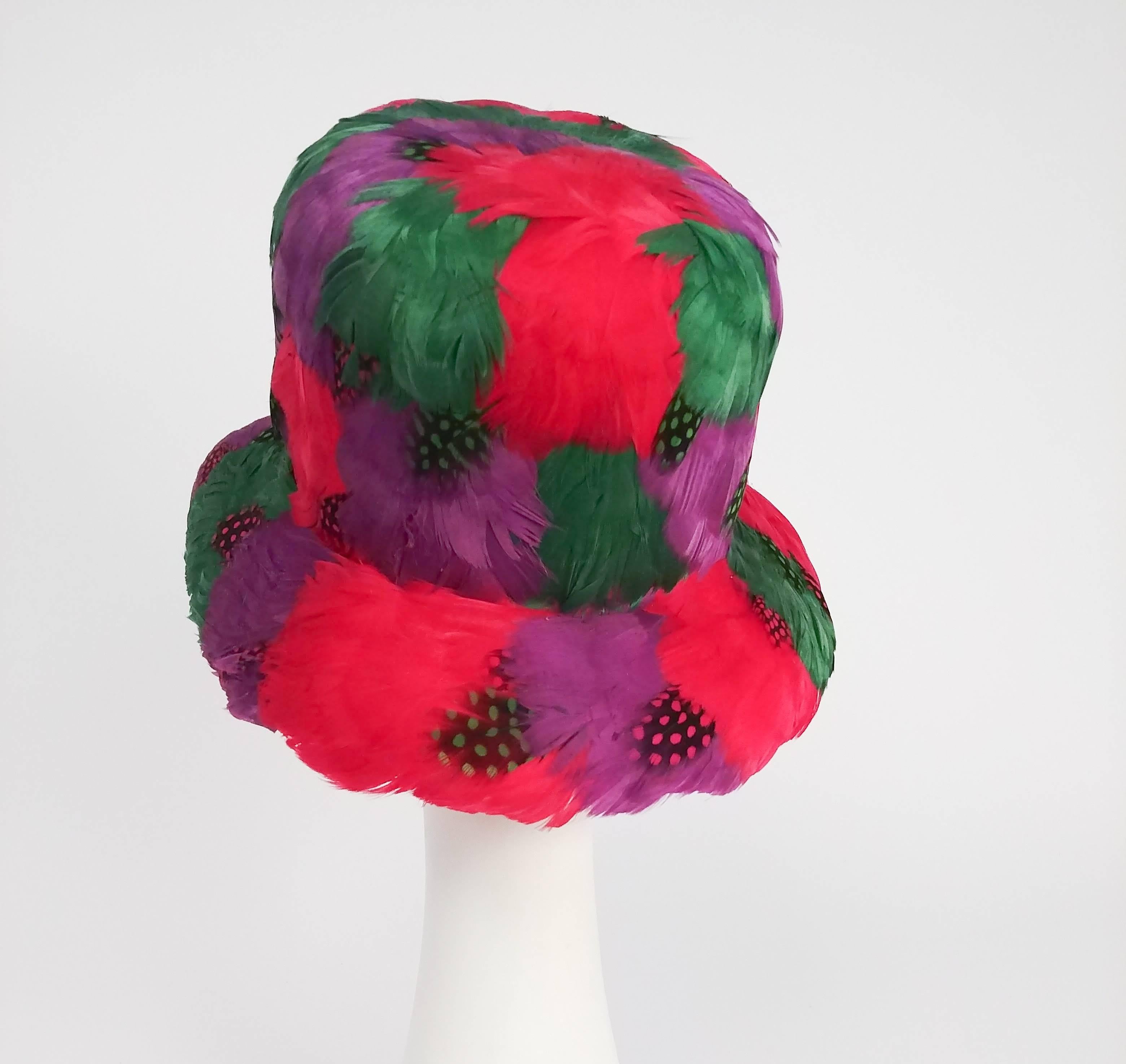 1980s Bright Feather Hat In Excellent Condition In San Francisco, CA