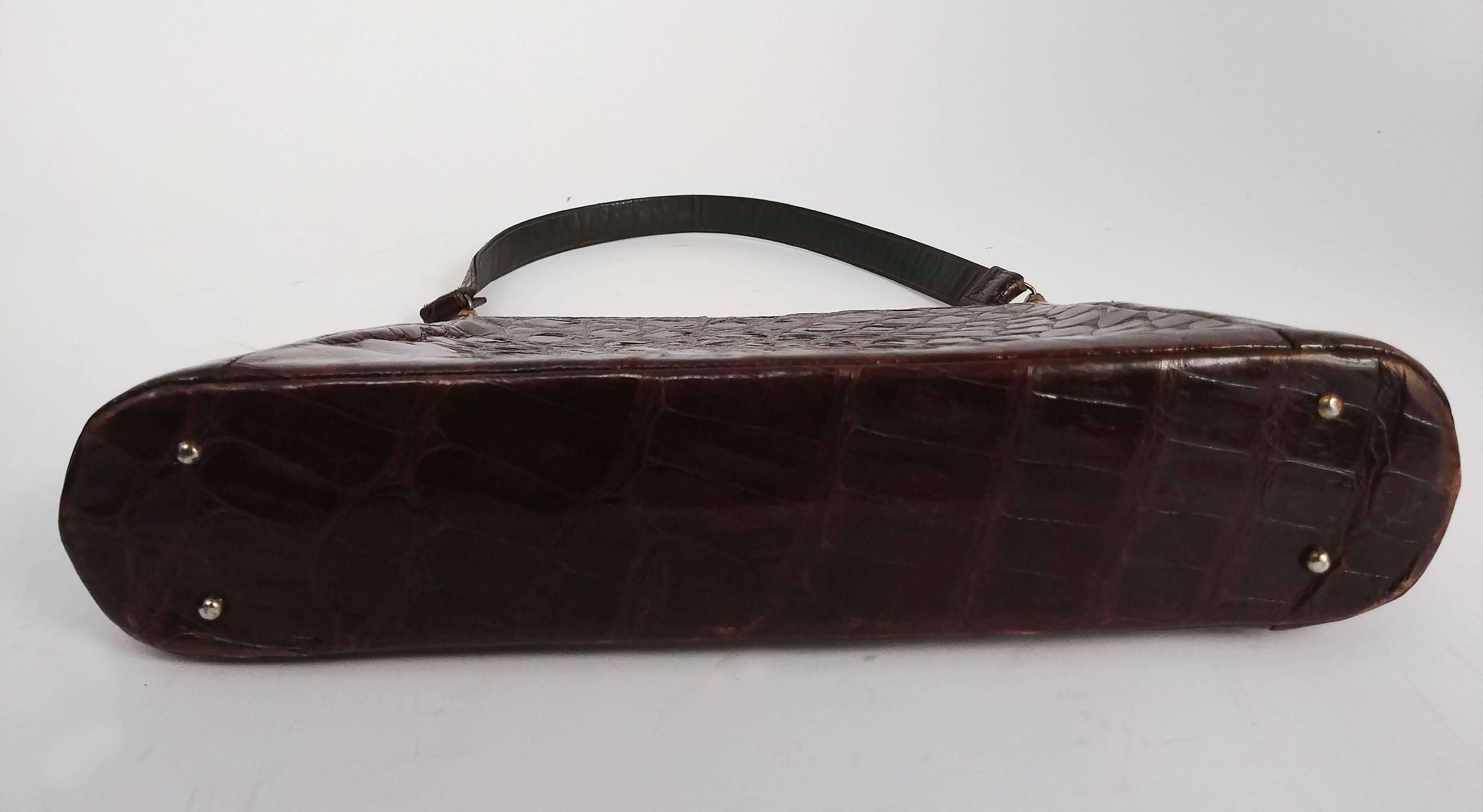 brown alligator purse