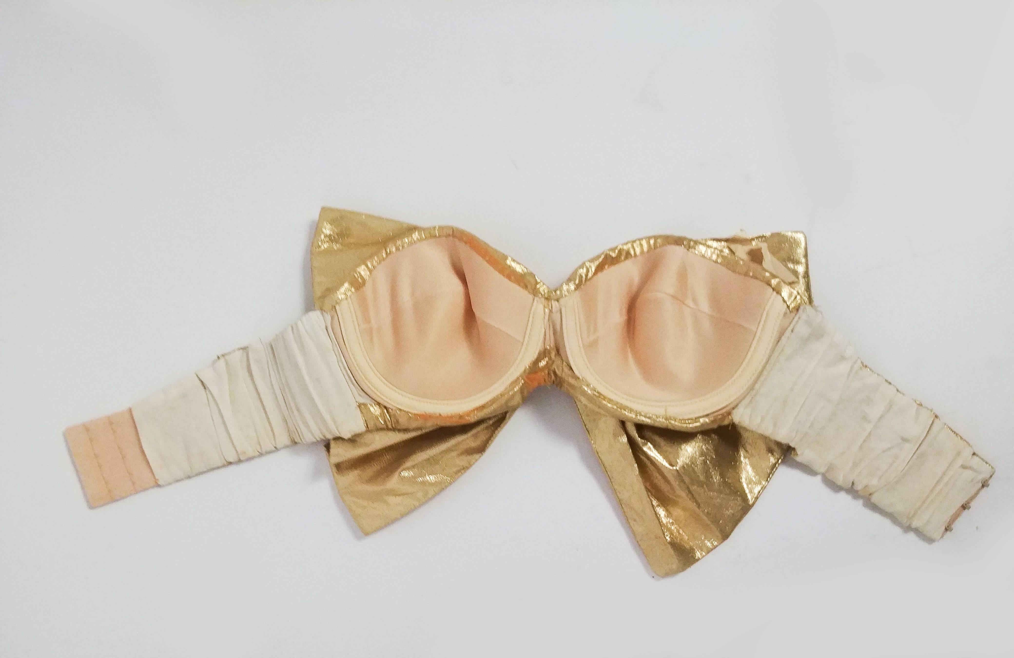 1970s Disco Gold Lamé Bow Top and Bubble Skirt Set 1