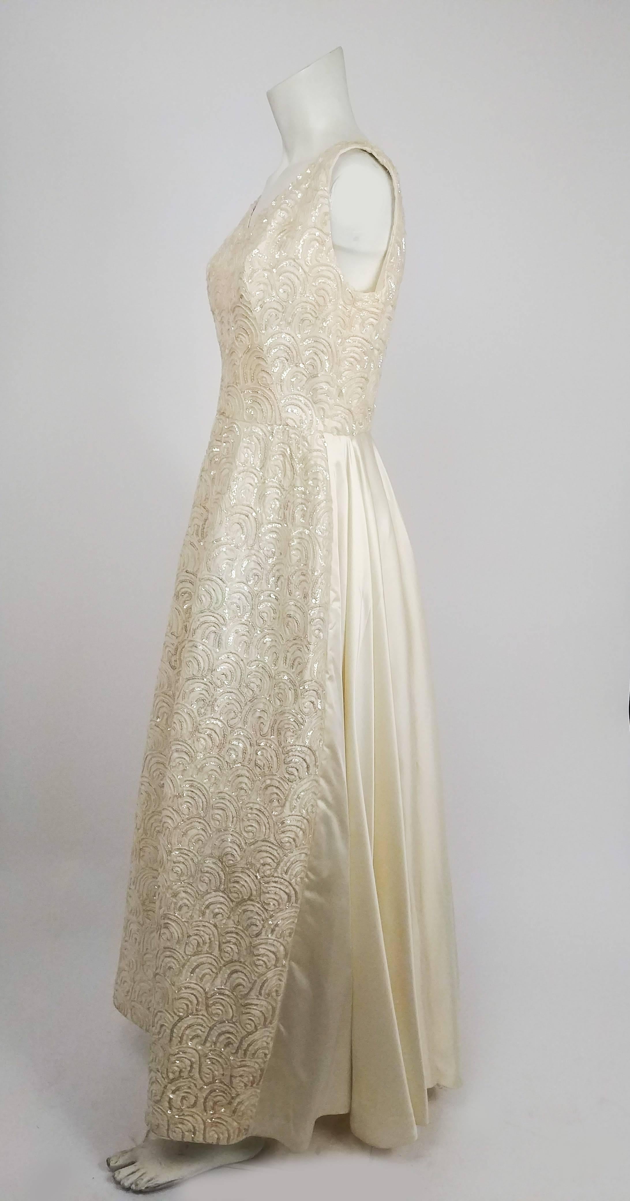 white sequin gown