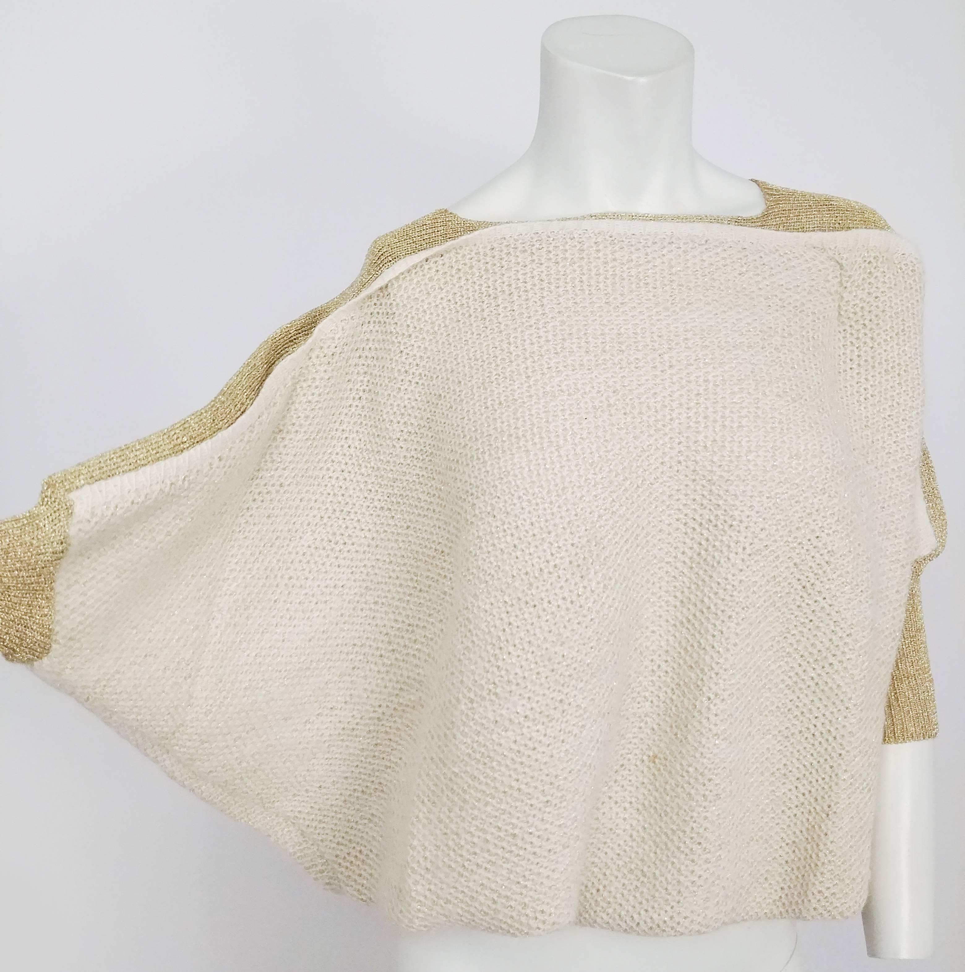 1970s Cream & Gold Batwing Sweater In Excellent Condition In San Francisco, CA