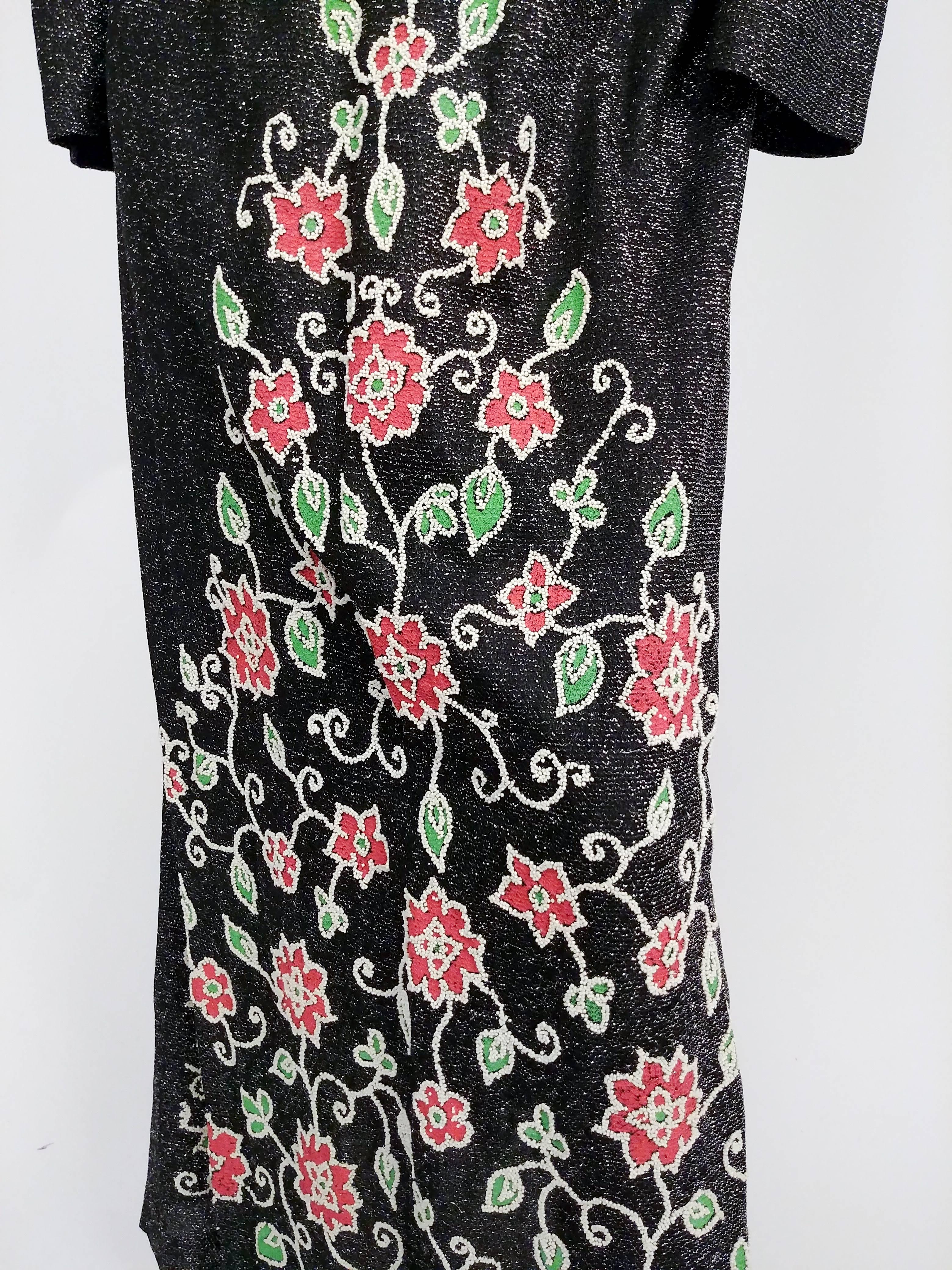 Women's 1970s Black Lamé Jersey Maxi Dress  For Sale