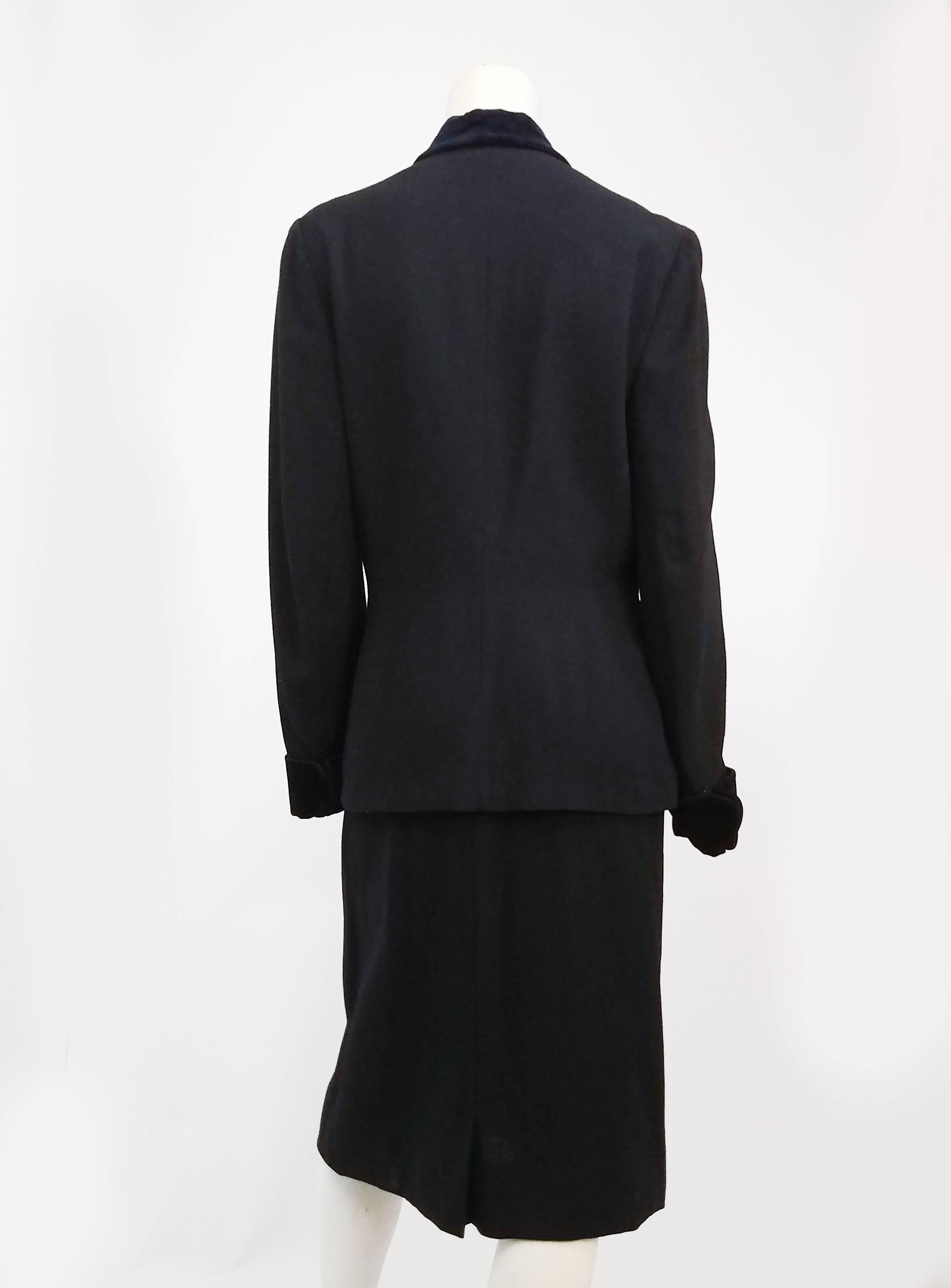1940s Lilli Ann Two Piece Black Skirt Suit Set In Excellent Condition In San Francisco, CA