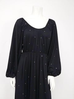 1970s Black Rhinestone Dress